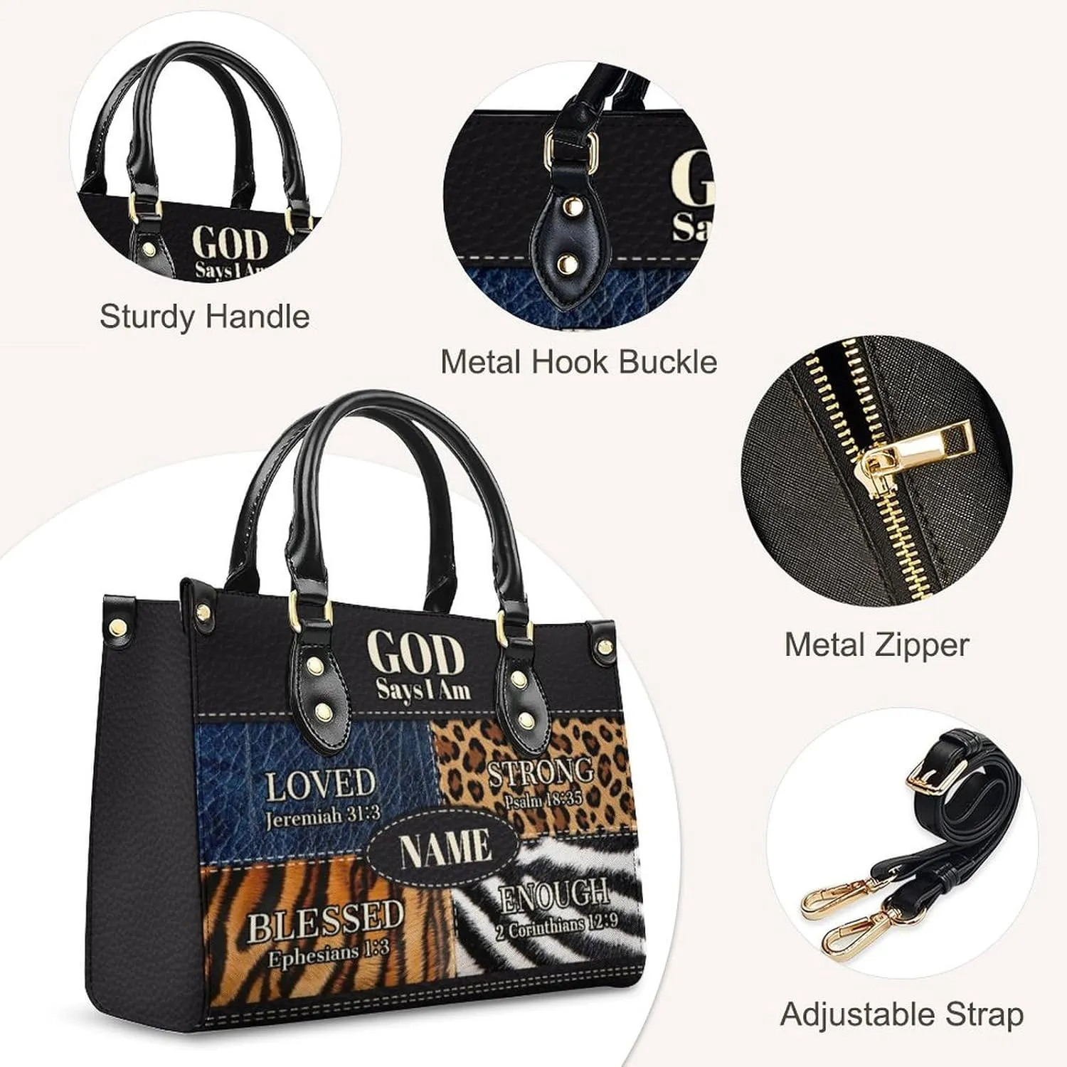 Personalized Leather Handbag, Custom Purse for Women, Add Your Design/Photo/Text, Initial Tote Bag Gifts with Name