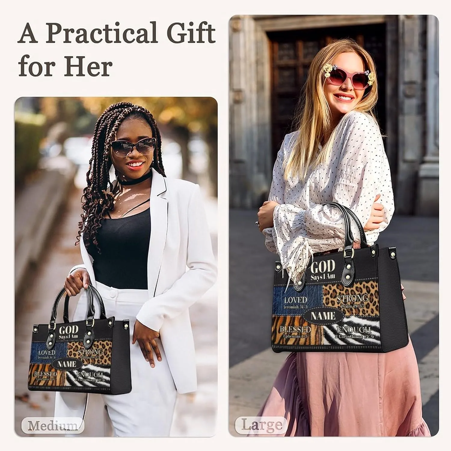 Personalized Leather Handbag, Custom Purse for Women, Add Your Design/Photo/Text, Initial Tote Bag Gifts with Name