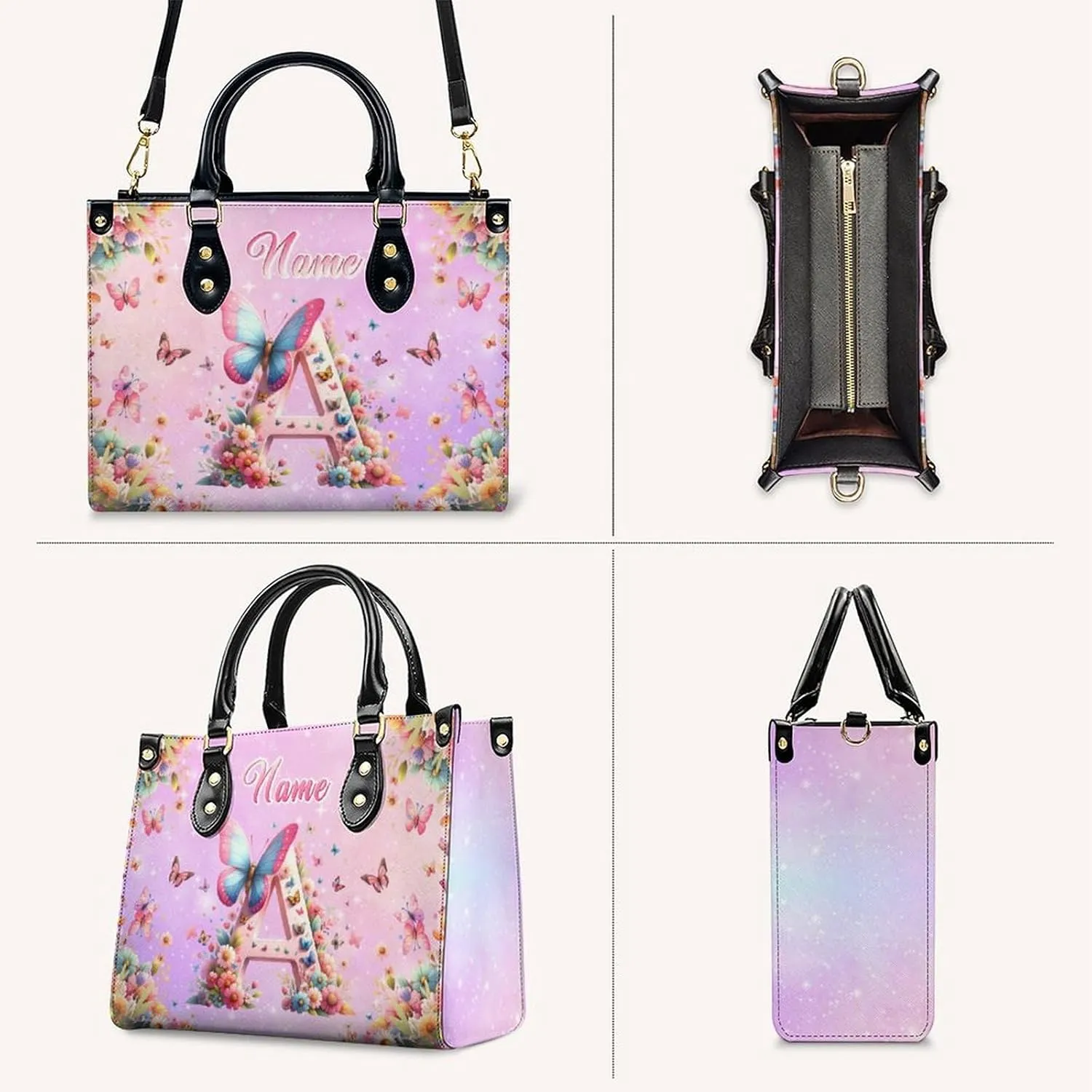 Personalized Leather Handbag, Custom Purse for Women, Add Your Design/Photo/Text, Initial Tote Bag Gifts with Name