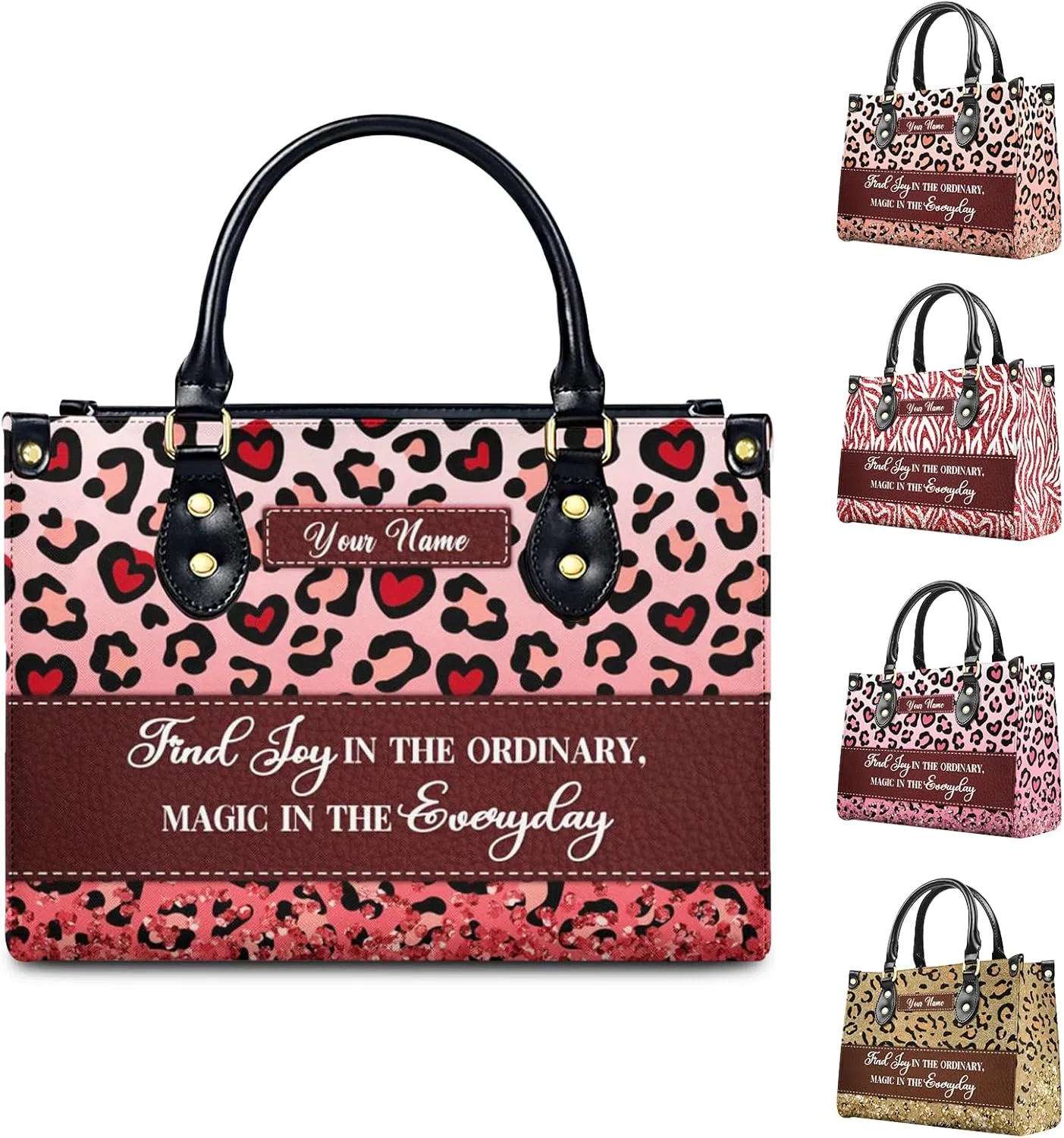 Personalized Leather Handbag, Custom Purse for Women, Add Your Design/Photo/Text, Initial Tote Bag Gifts with Name