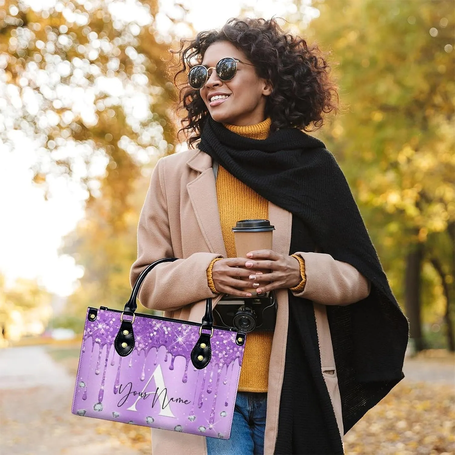 Personalized Leather Handbag, Custom Purse for Women, Add Your Design/Photo/Text, Initial Tote Bag Gifts with Name