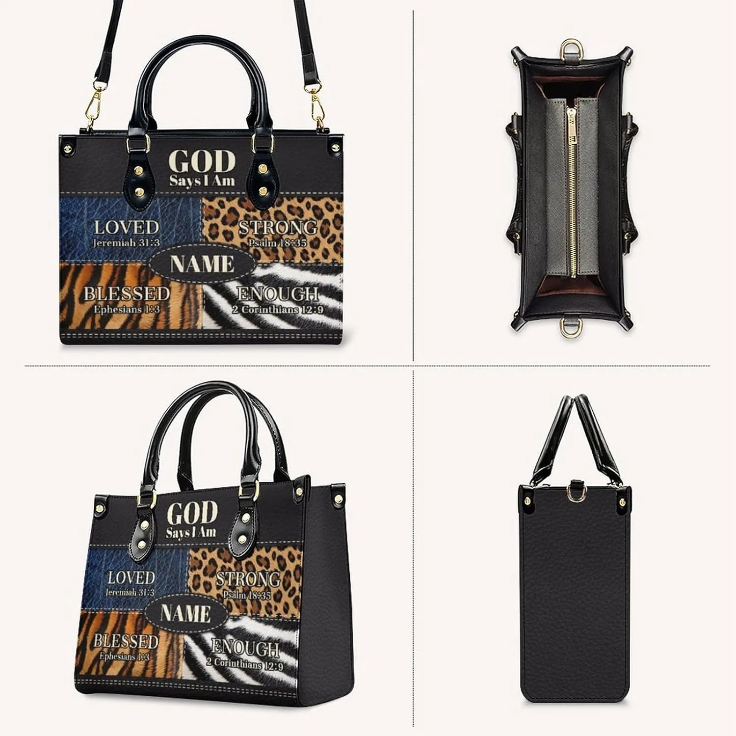 Personalized Leather Handbag, Custom Purse for Women, Add Your Design/Photo/Text, Initial Tote Bag Gifts with Name