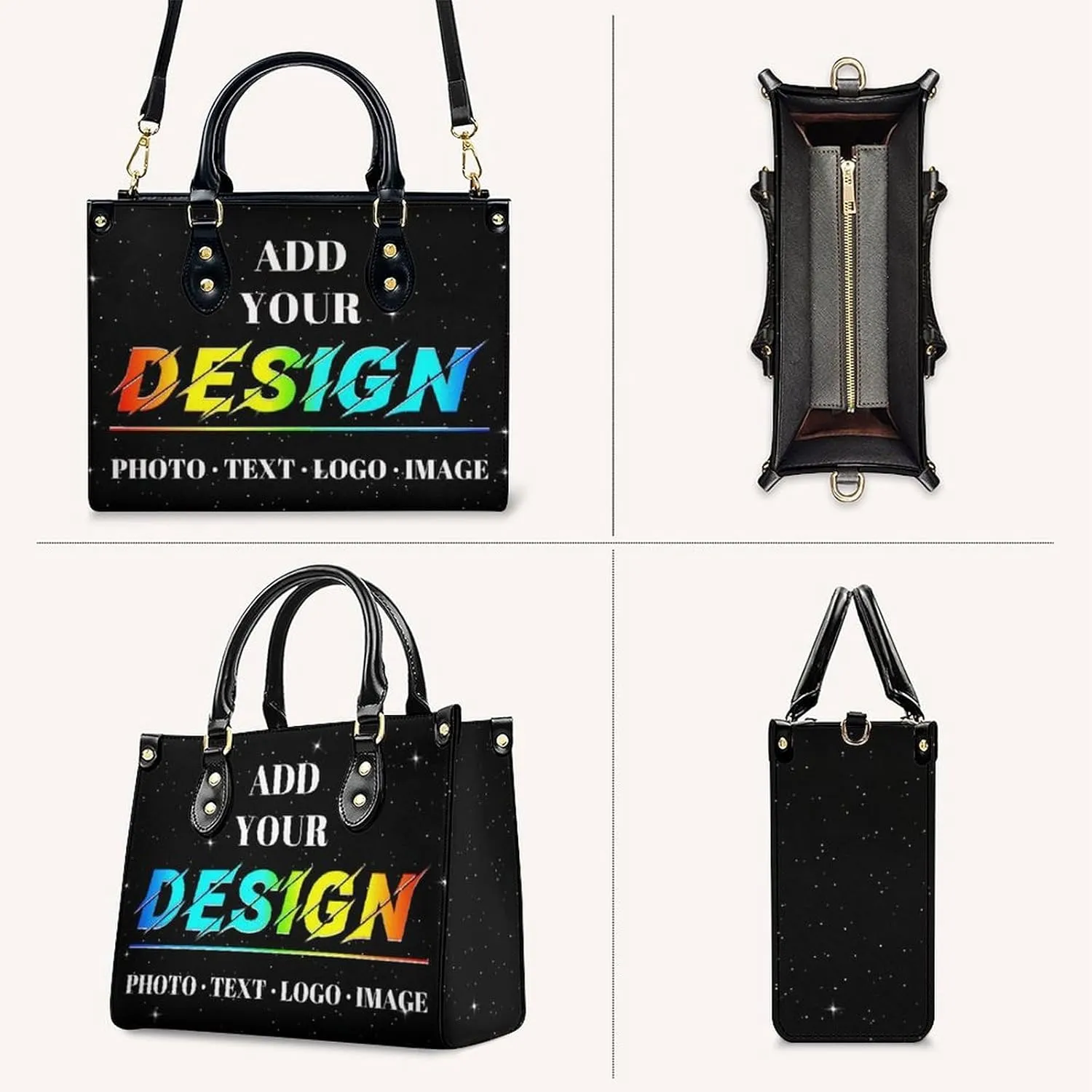 Personalized Leather Handbag, Custom Purse for Women, Add Your Design/Photo/Text, Initial Tote Bag Gifts with Name