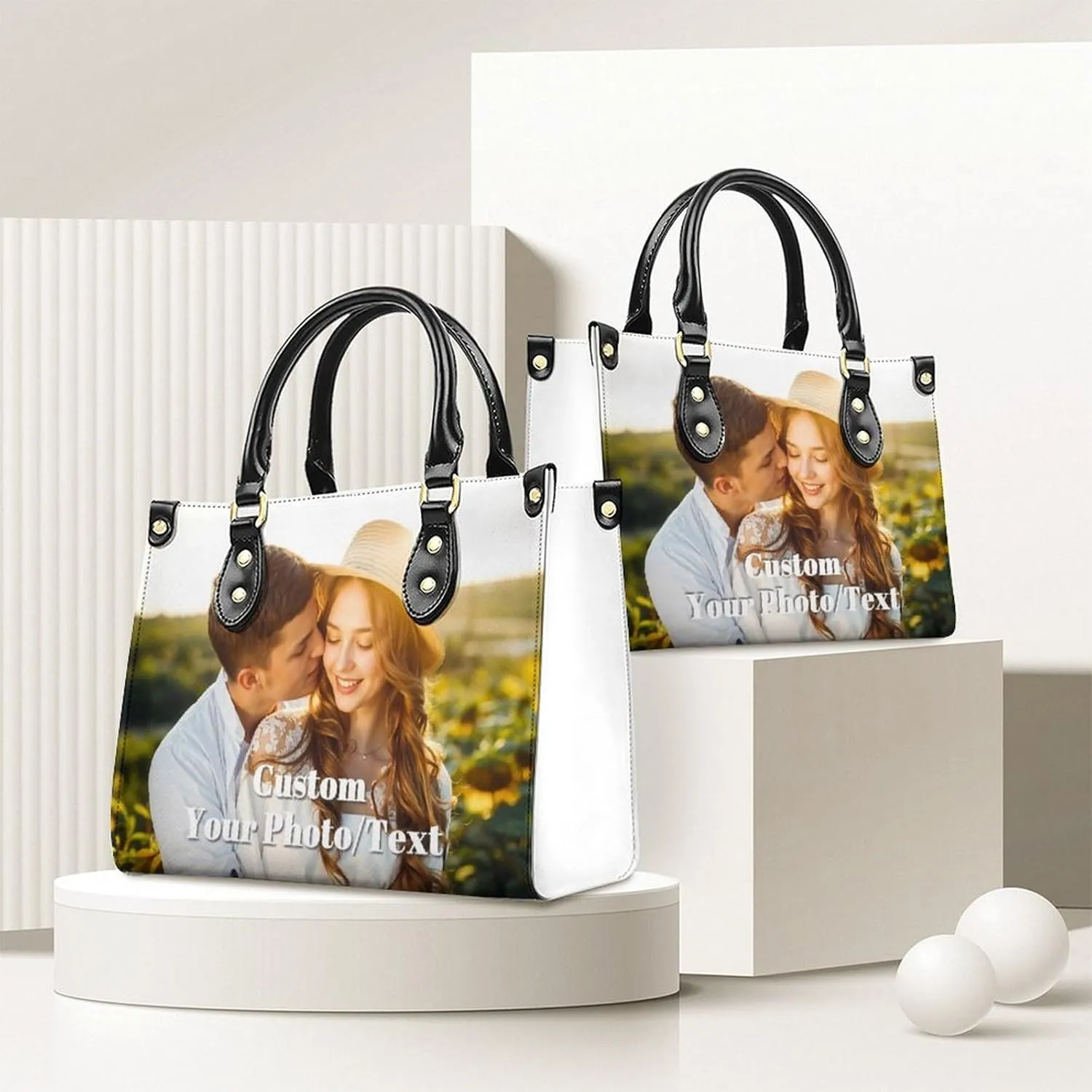 Personalized Leather Handbag, Custom Purse for Women, Add Your Design/Photo/Text, Initial Tote Bag Gifts with Name