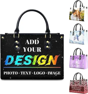 Personalized Leather Handbag, Custom Purse for Women, Add Your Design/Photo/Text, Initial Tote Bag Gifts with Name