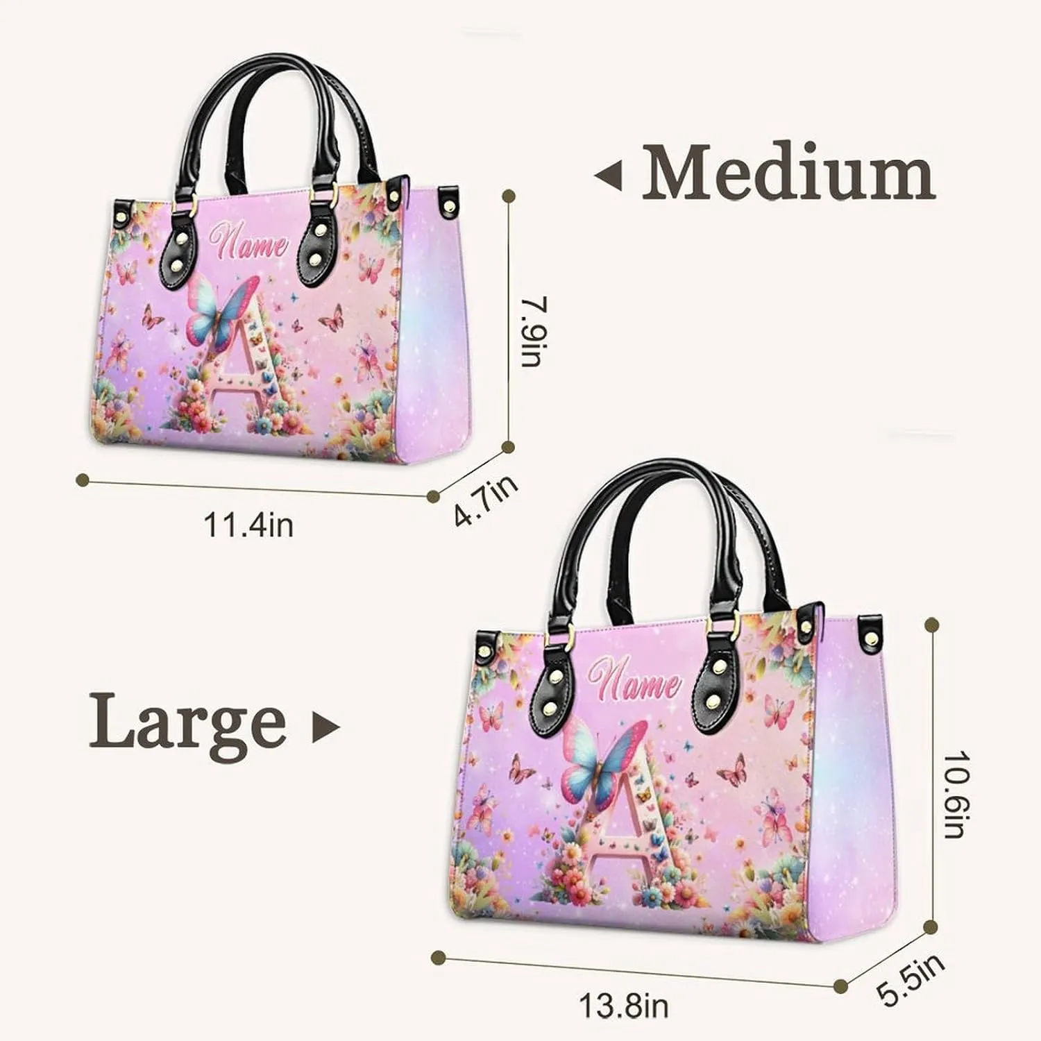 Personalized Leather Handbag, Custom Purse for Women, Add Your Design/Photo/Text, Initial Tote Bag Gifts with Name