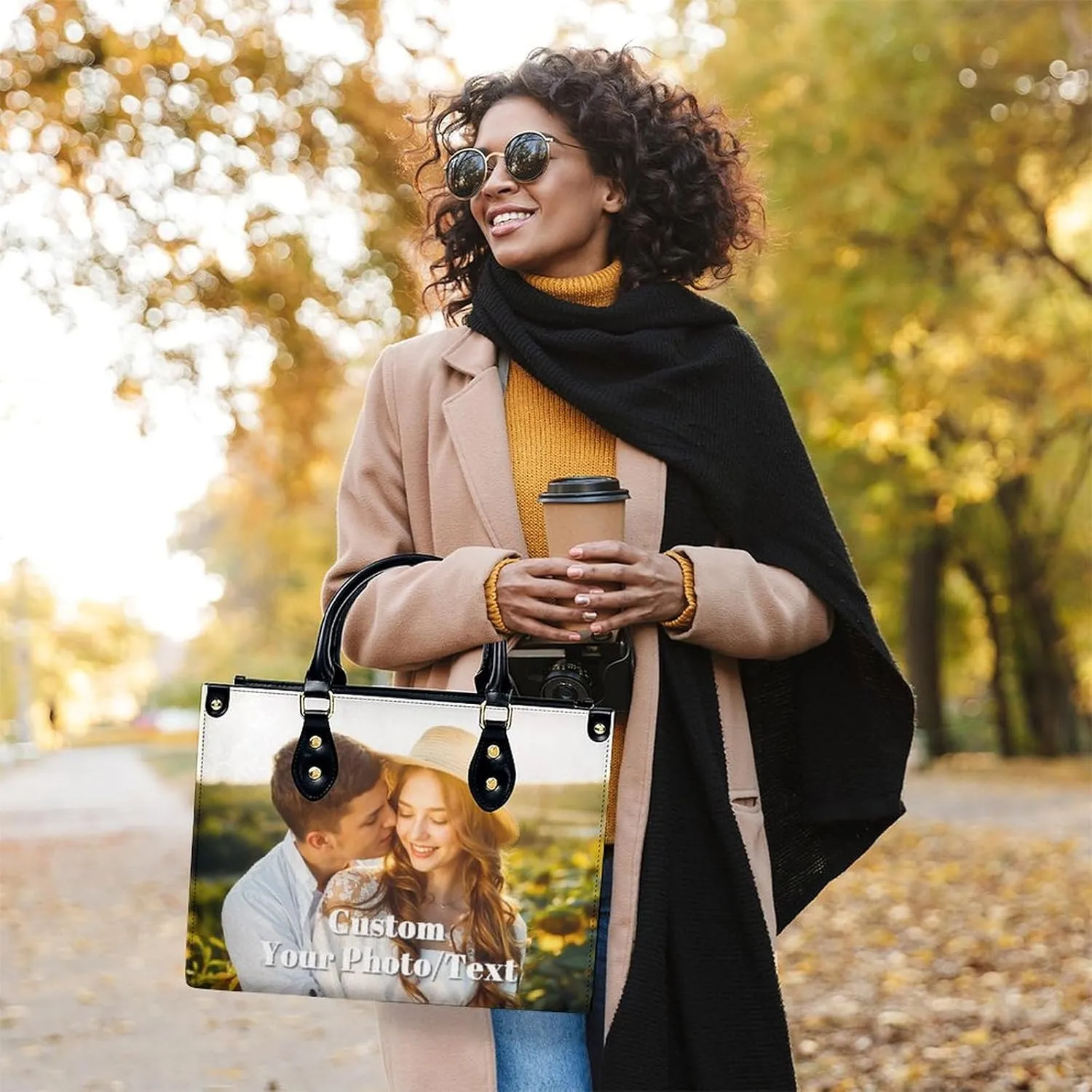 Personalized Leather Handbag, Custom Purse for Women, Add Your Design/Photo/Text, Initial Tote Bag Gifts with Name