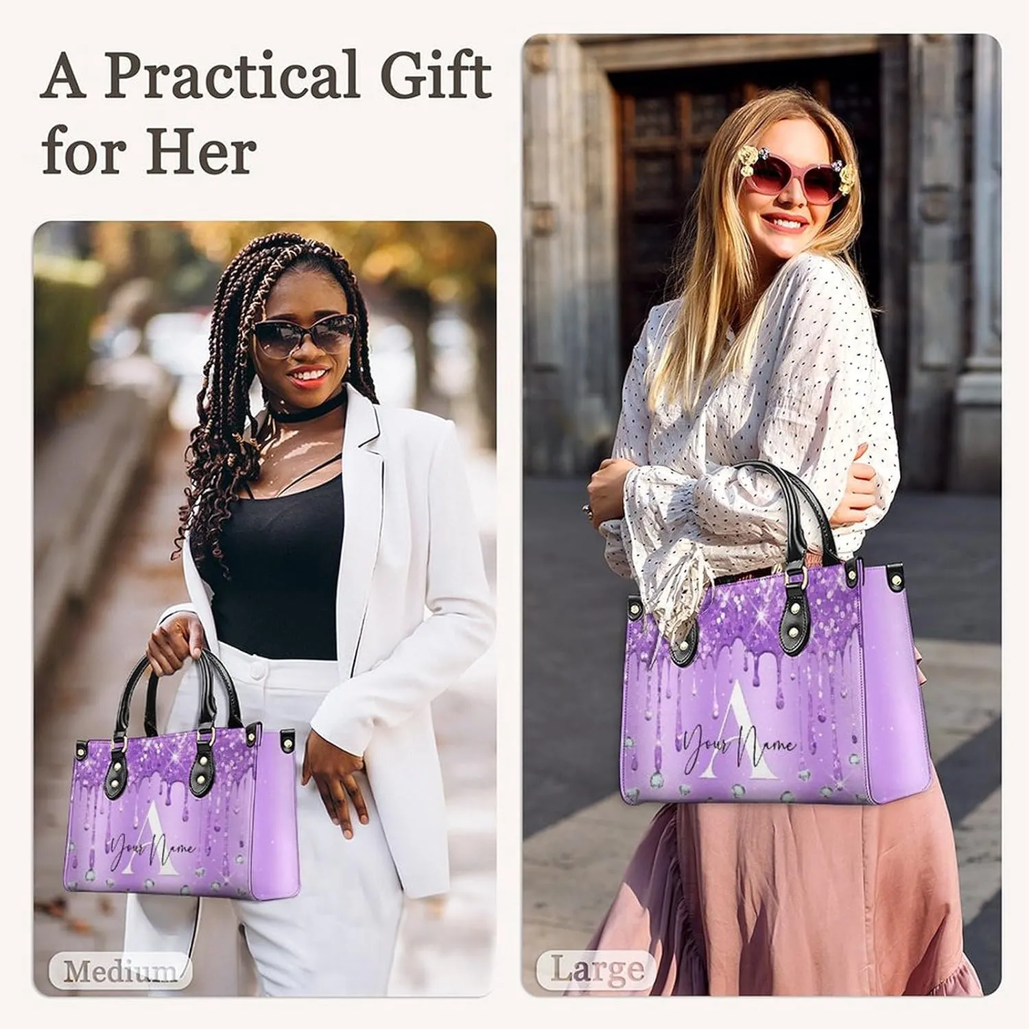 Personalized Leather Handbag, Custom Purse for Women, Add Your Design/Photo/Text, Initial Tote Bag Gifts with Name