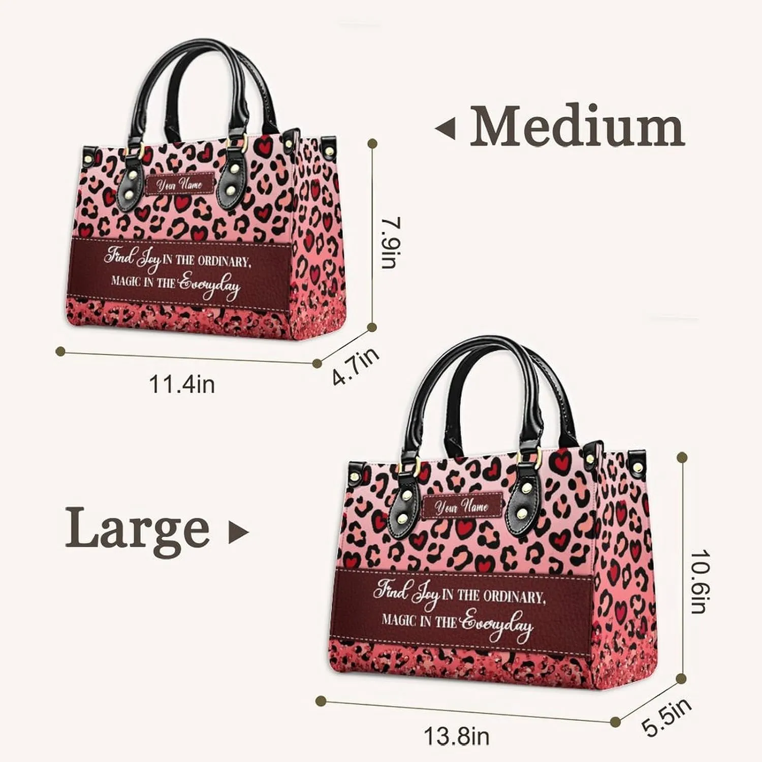 Personalized Leather Handbag, Custom Purse for Women, Add Your Design/Photo/Text, Initial Tote Bag Gifts with Name