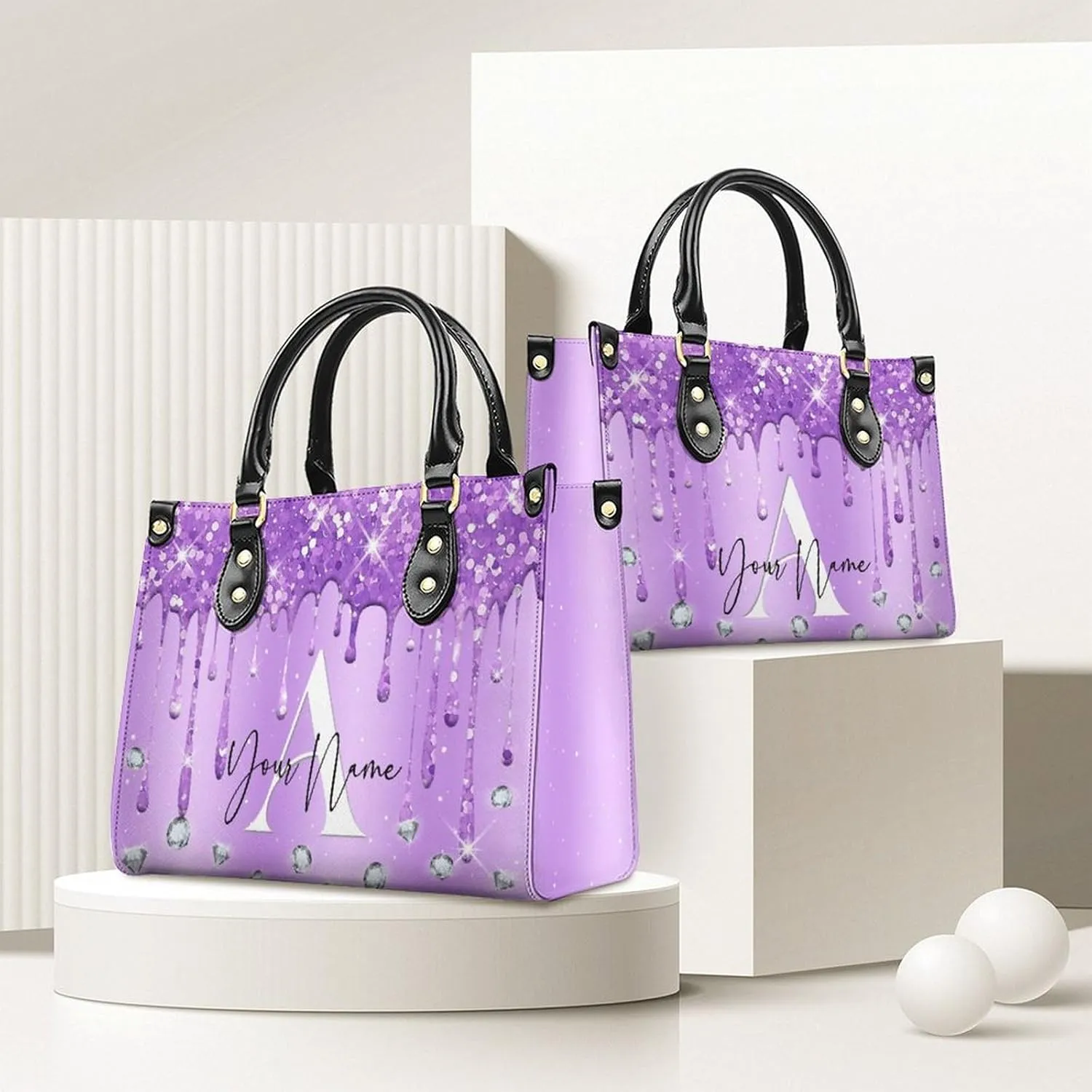Personalized Leather Handbag, Custom Purse for Women, Add Your Design/Photo/Text, Initial Tote Bag Gifts with Name