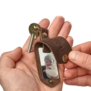 Personalized Leather Keychain Gift Customized Photo Keychain With Engraved Text Surprise Custom Gift For First Time Parents For Men Father Husband Boyfriend Hidden Message Leather Keychain