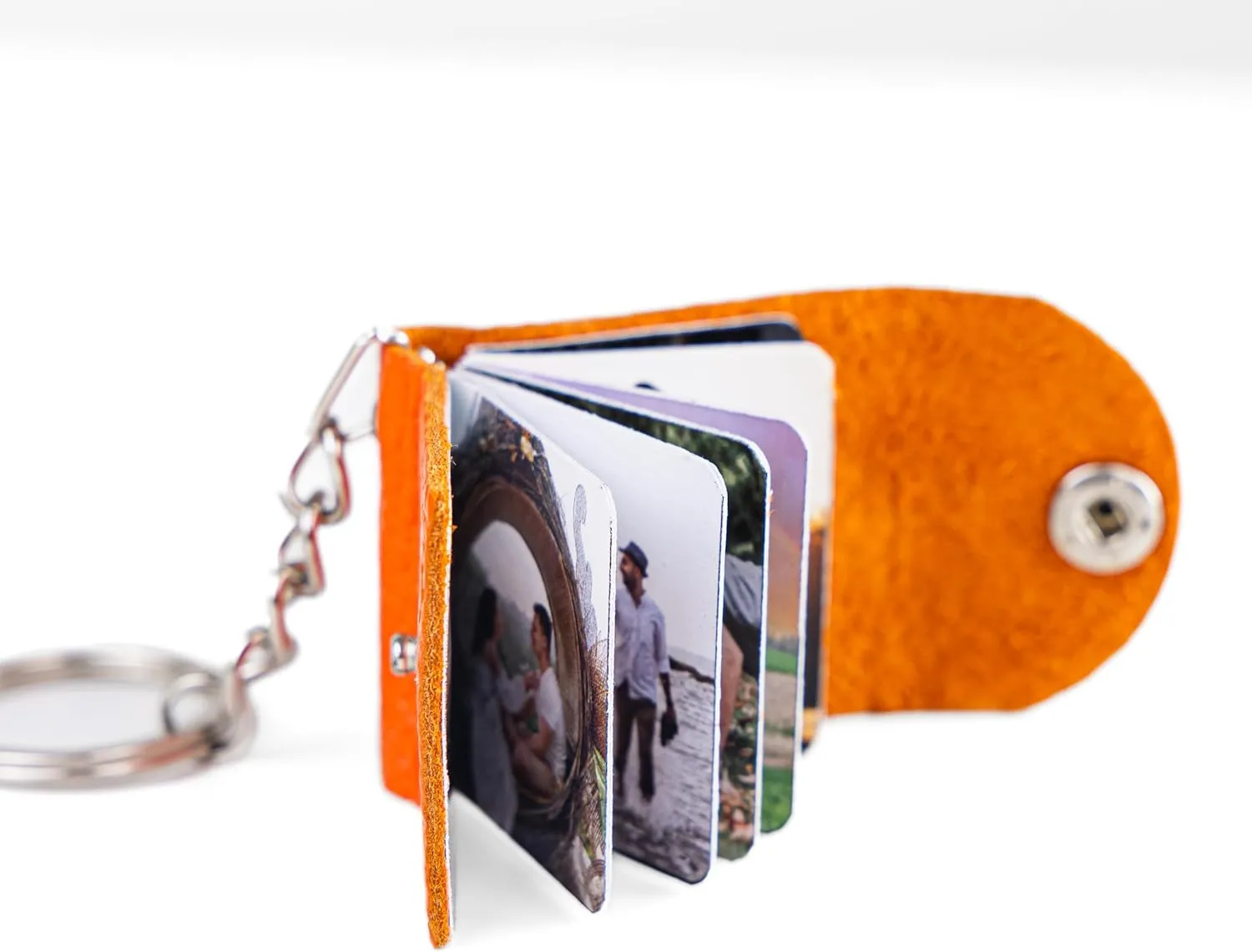 Personalized Leather Photo Album Keychain with Keepsake Box, Custom Engraved Wedding Gift for Couples, Bridesmaids