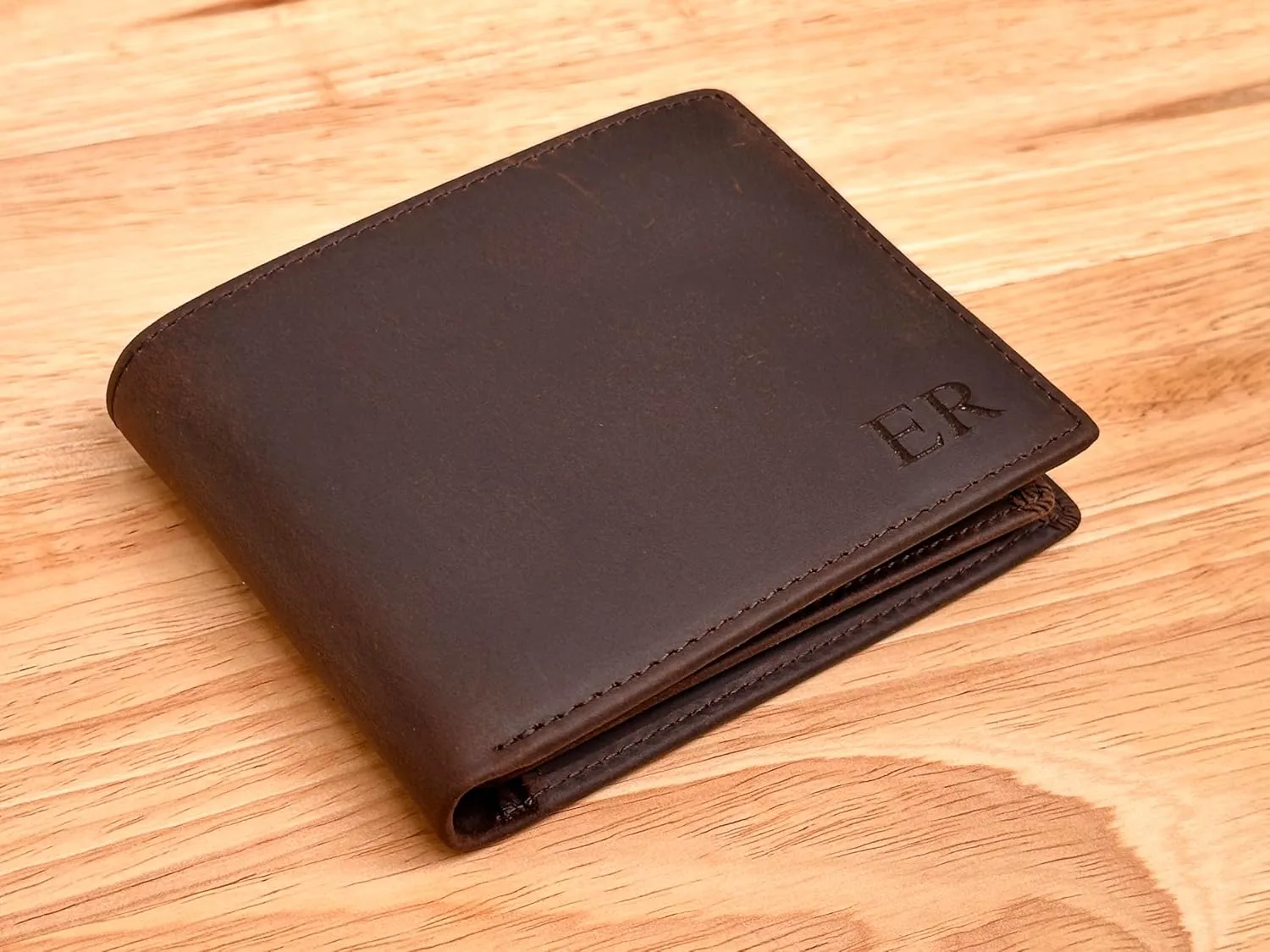 Personalized Leather Wallet for Men, Custom Wallet with Monogram / Initial / Name, Customized Engraved Wallet for Him, Dad, Husband, Son, Grandpa, Boyfriend, Wedding, Anniversary, Birthday, Graduation