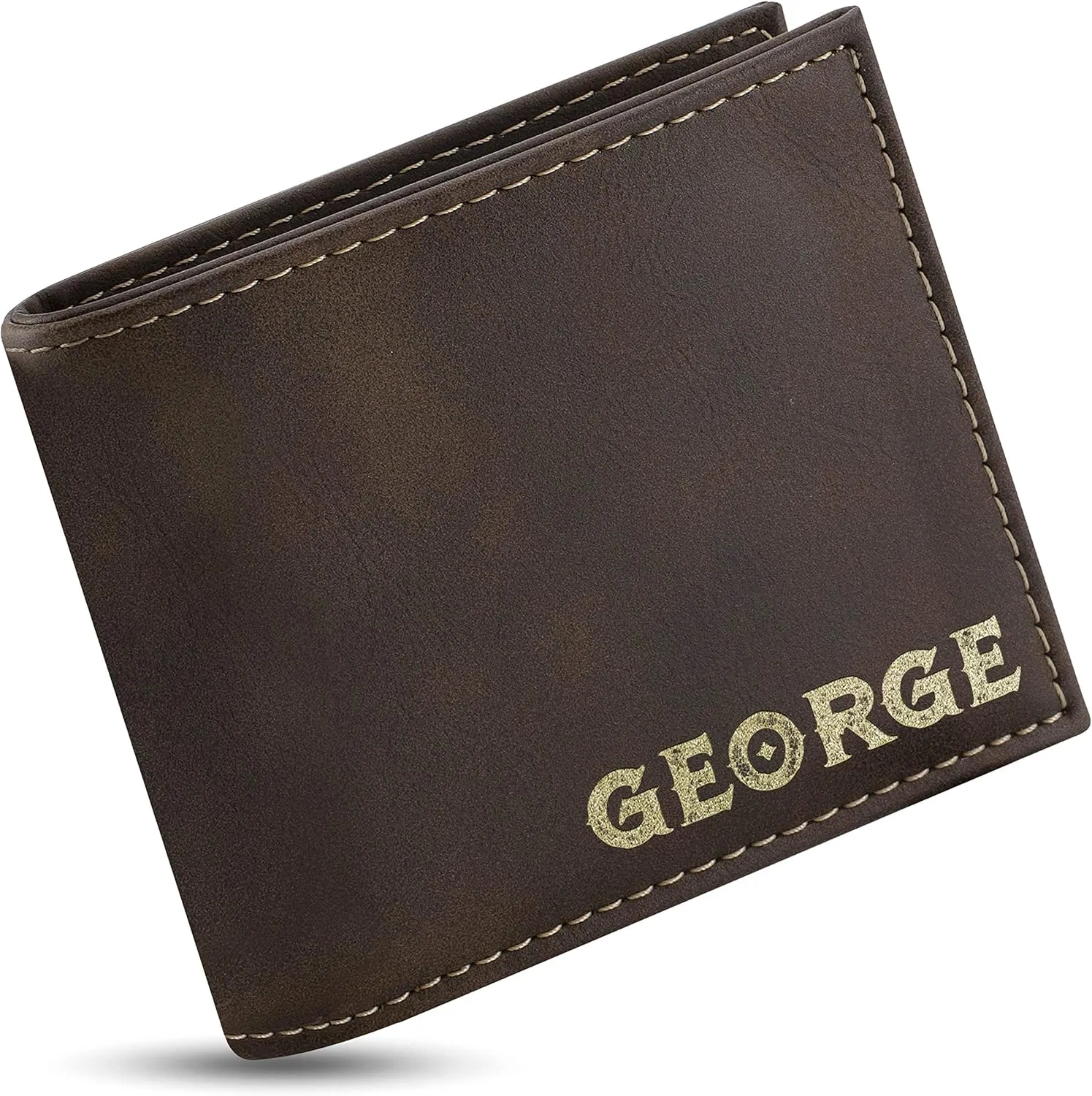 Personalized Leather Wallets for Men, Custom Engraved - 6 Colors & 19 Font Options - Father's Day Gifts