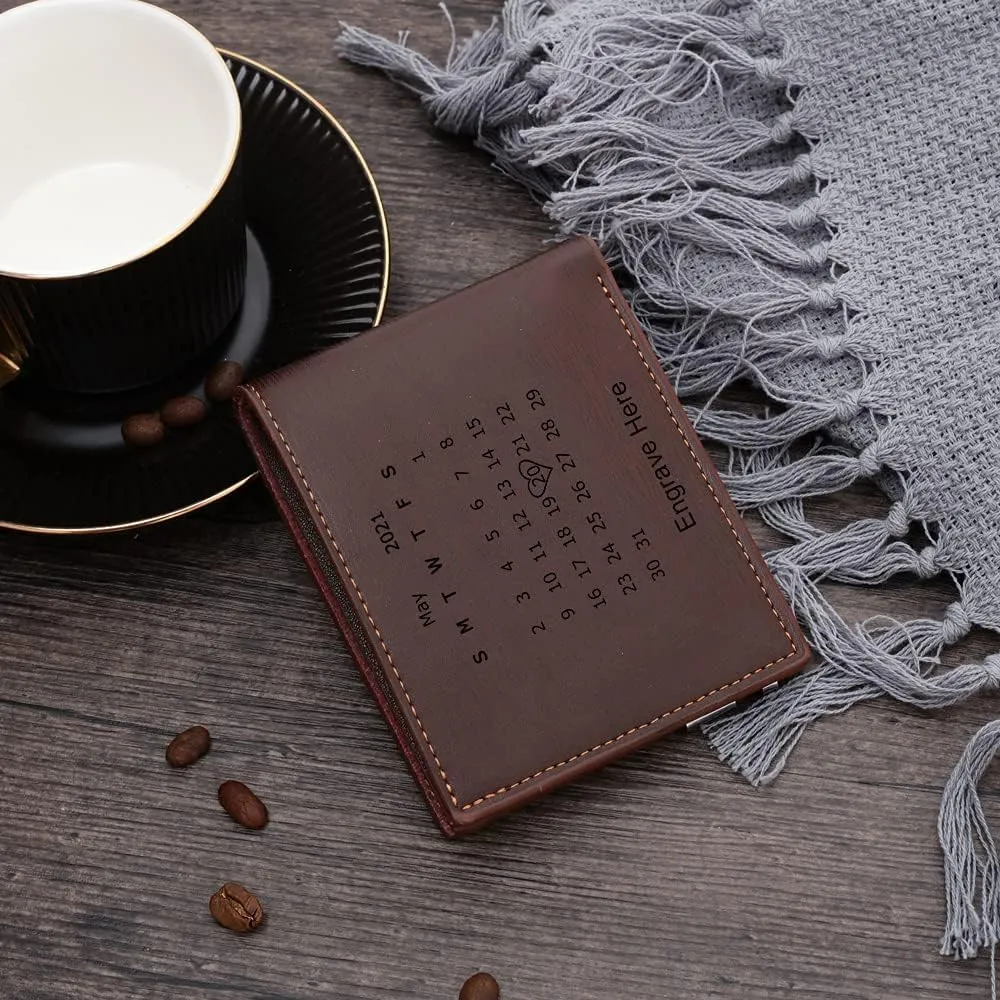 Personalized Men Wallets Custom Engraved Photo Wallet Gifts for Husband,Dad,Son,Boyfriend
