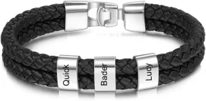 Personalized Men's Bracelet with Engraved 1-8 Names Custom Name Bracelets for Men Customized Jewelry Gifts for Dad Fathers Day