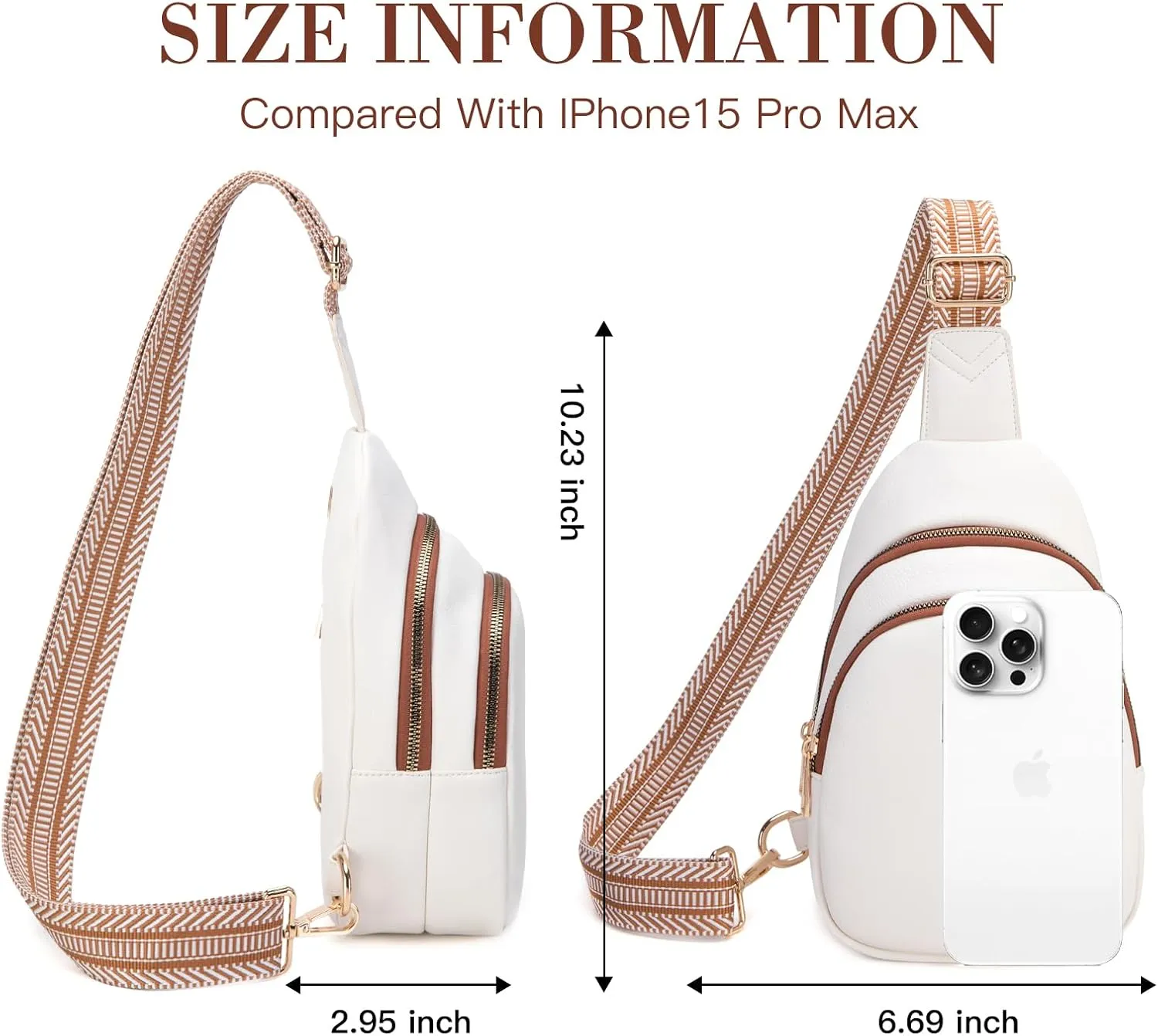 Personalized Mothers Day Gifts Initial Sling Bag PU Crossbody Bags for Women Mother's Day Birthday Gifts for Women Mom Sister Wife (Beige with Brown-M)