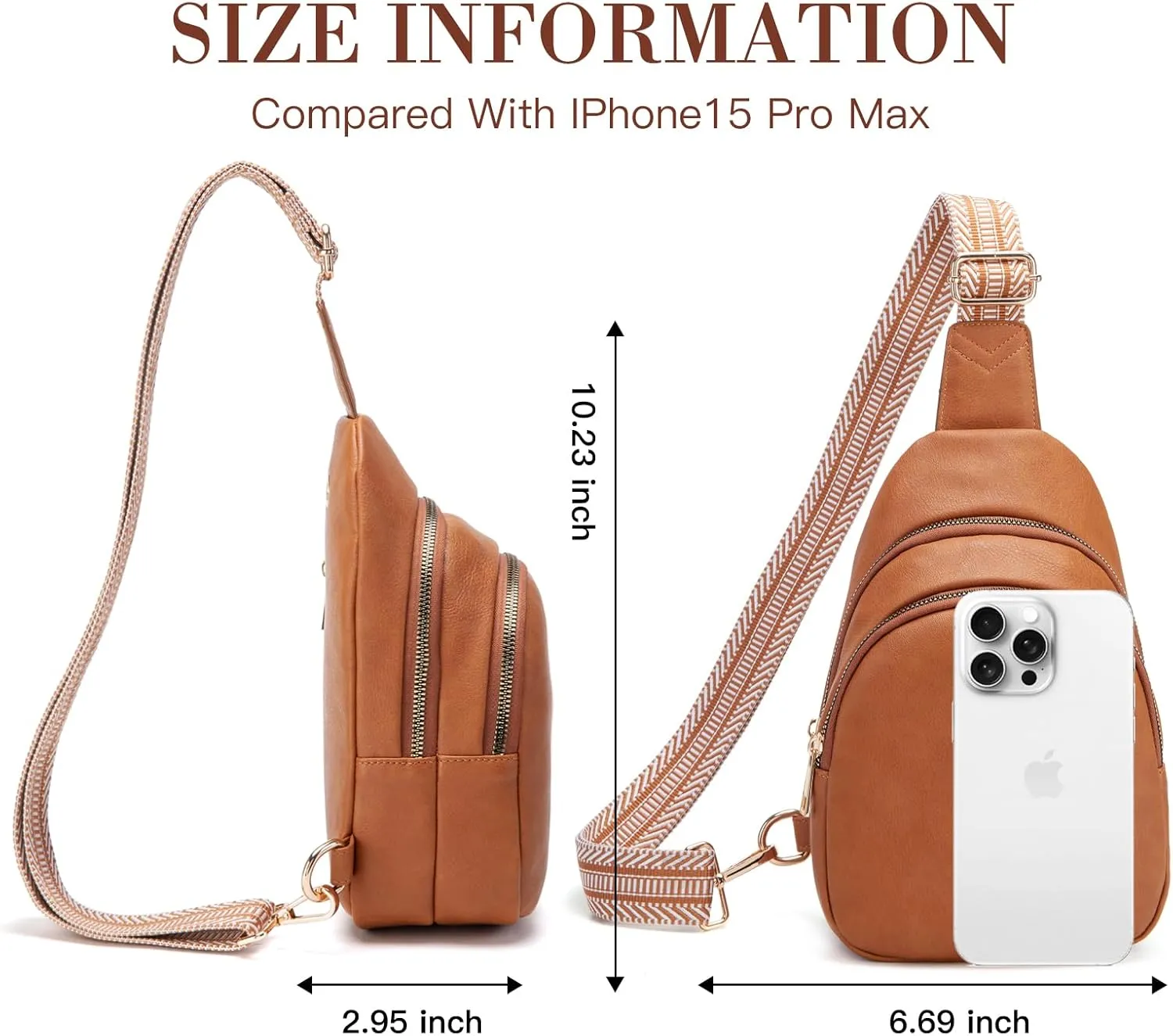 Personalized Mothers Day Gifts Initial Sling Bag PU Crossbody Bags for Women Mother's Day Birthday Gifts for Women Mom Sister Wife (Brown-S)