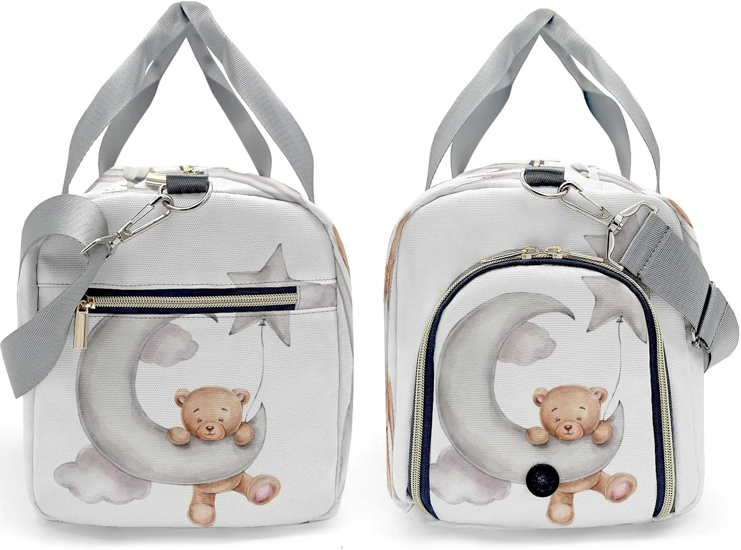 Personalized Name Duffel Bag Cute Teddy Bear with Star Balloon on the Moon On-the-Go Fitness: Travel Bags Designed for Active Living