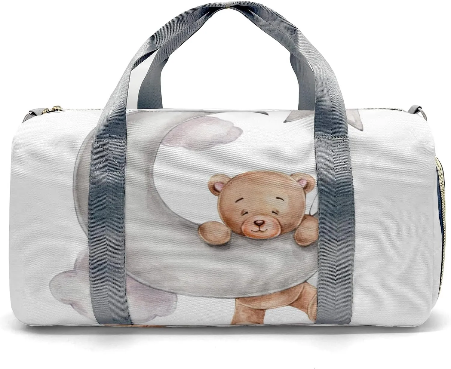 Personalized Name Duffel Bag Cute Teddy Bear with Star Balloon on the Moon On-the-Go Fitness: Travel Bags Designed for Active Living