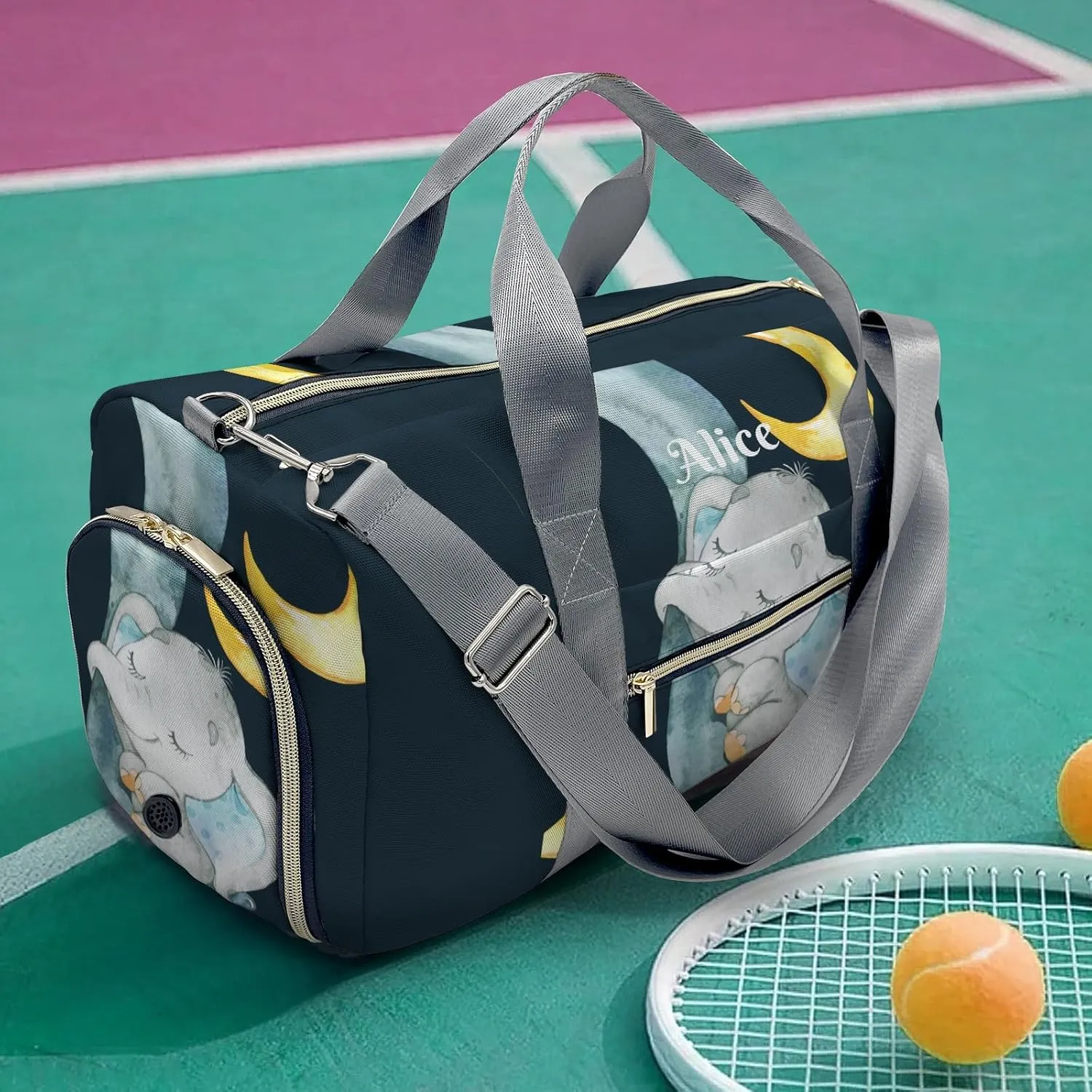 Personalized Name Duffel Bag Sleeping Elephant Moon Star Ultimate Travel Bags: Your Companion for Every Adventure