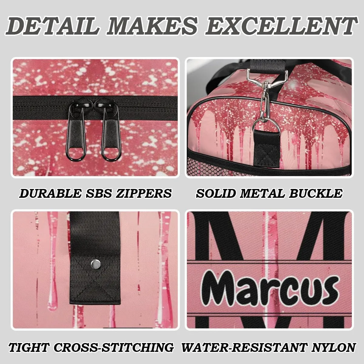 Personalized Name Sports Bag Travel Duffel Bags, Custom Initial Gym Bag for Adults, Overnight Weekend Bags, Dance Bag, Personalized Gifts, Fluid