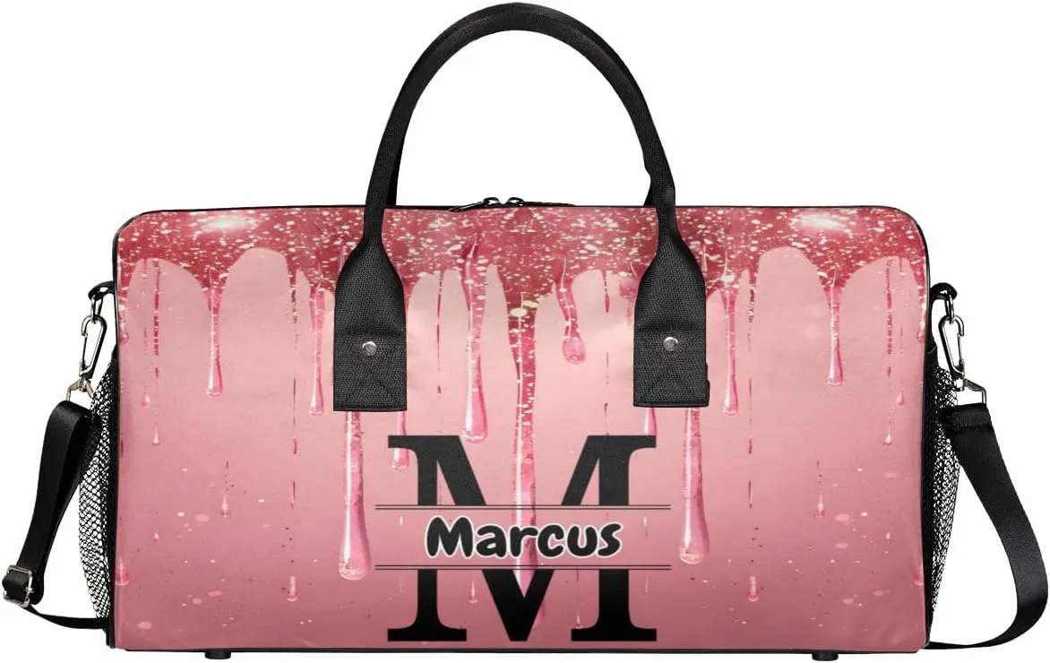 Personalized Name Sports Bag Travel Duffel Bags, Custom Initial Gym Bag for Adults, Overnight Weekend Bags, Dance Bag, Personalized Gifts, Fluid