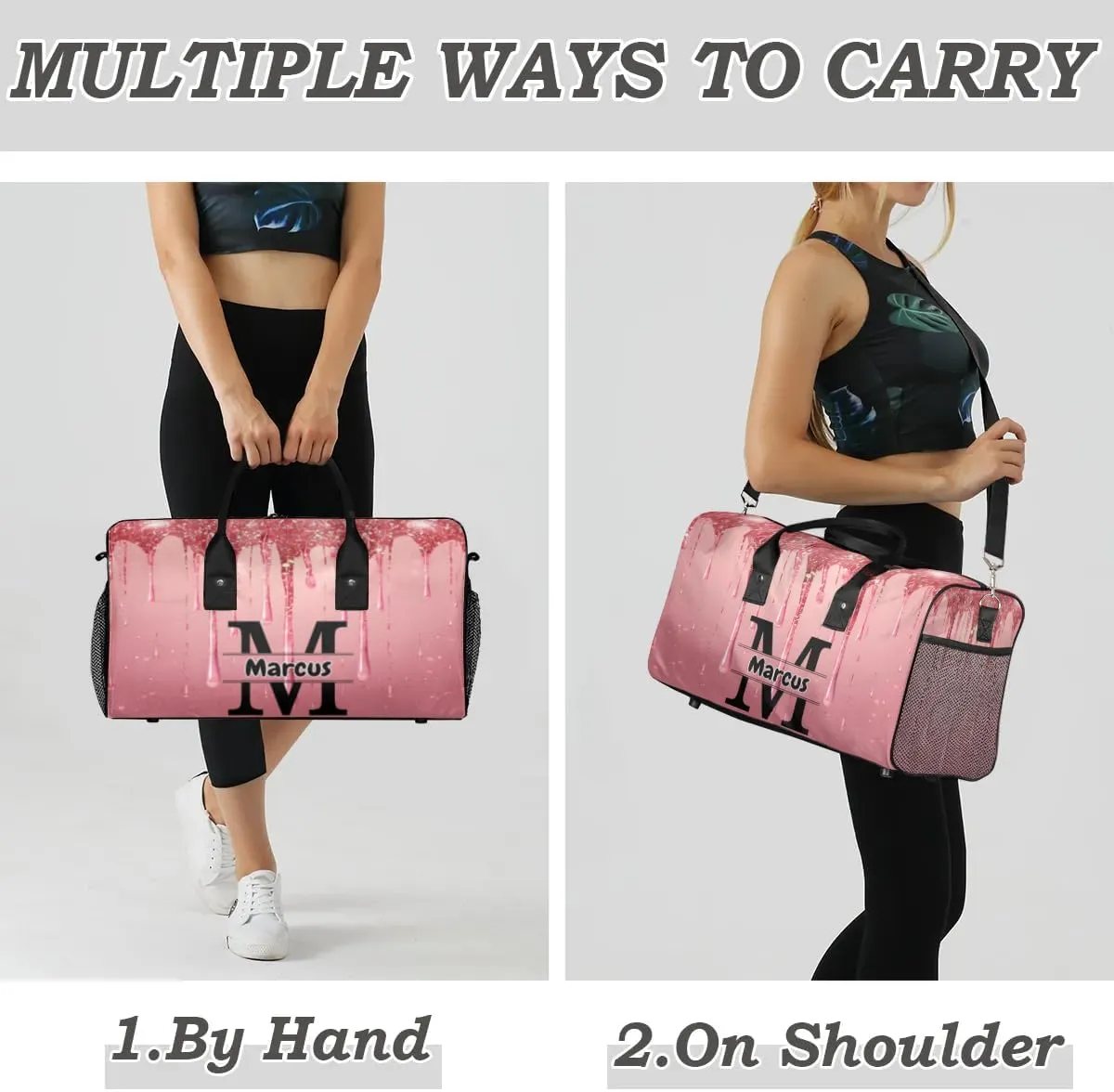 Personalized Name Sports Bag Travel Duffel Bags, Custom Initial Gym Bag for Adults, Overnight Weekend Bags, Dance Bag, Personalized Gifts, Fluid