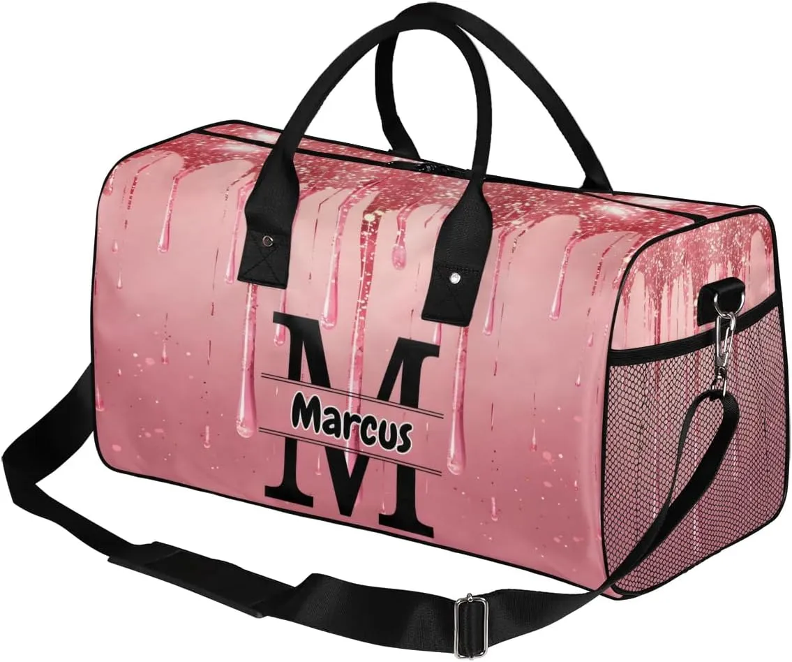 Personalized Name Sports Bag Travel Duffel Bags, Custom Initial Gym Bag for Adults, Overnight Weekend Bags, Dance Bag, Personalized Gifts, Fluid
