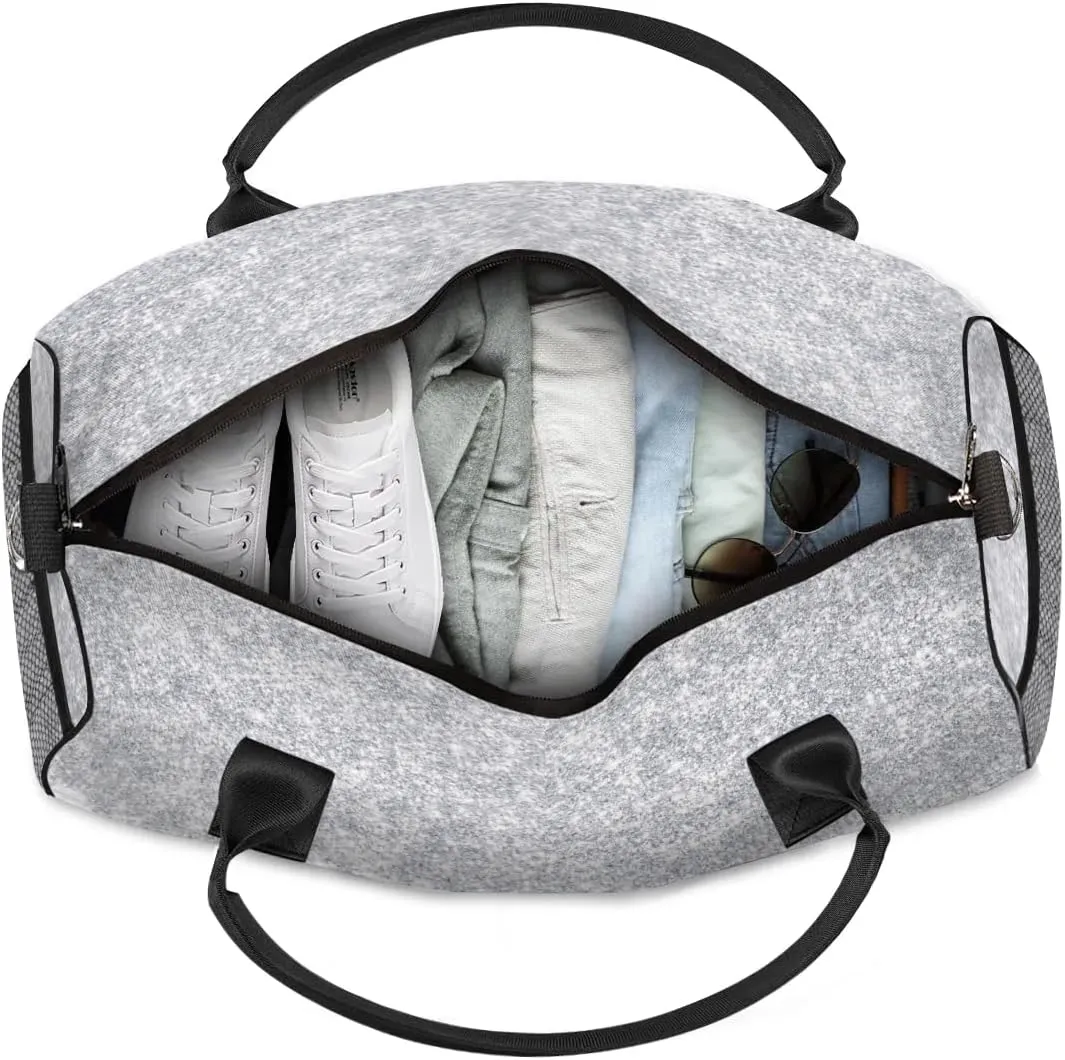 Personalized Name Sports Bag Travel Duffel Bags, Custom Initial Gym Bag for Adults, Overnight Weekend Bags, Dance Bag, Personalized Gifts, Silver Fluid