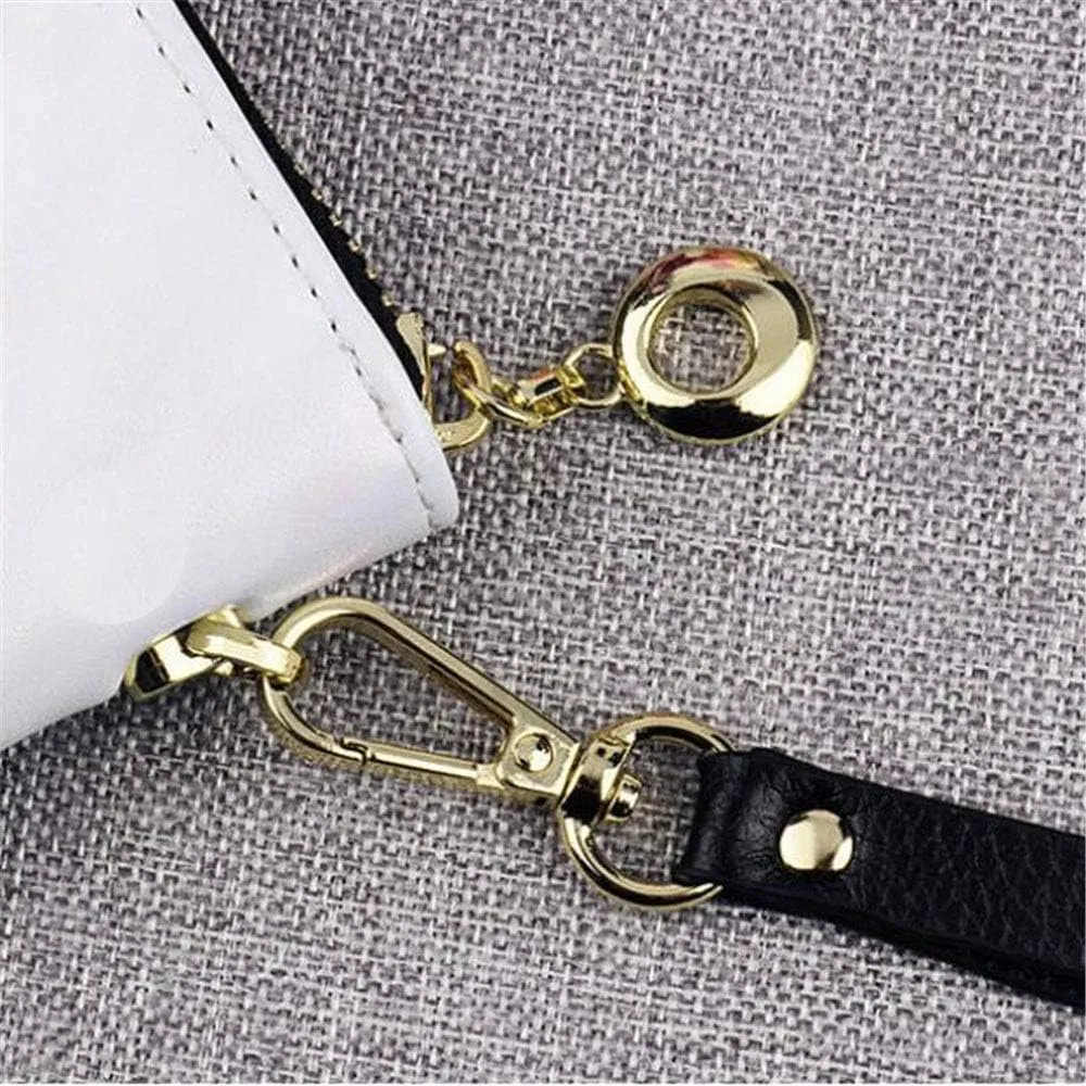 Personalized Photo Wallet Women Leather Wallet Clutch Wallet with Wristlet handbag best gift for women(Black Double Side)