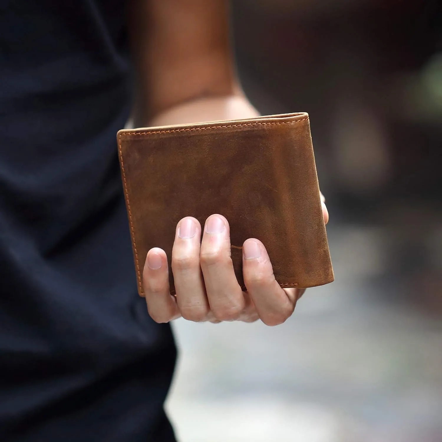 Personalized Pocket Bifold Leather Wallet, Custom Engraved Men's Wallet for Men Husband, Lover, Best Present for Anniversary, Birthday, Valentine, Christmas.