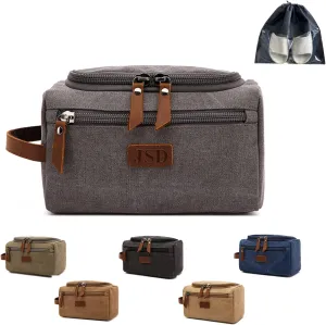 Personalized Toiletry Bag for Men, Customized Laser Engraved Initial & Name Toiletry Bags, Custom Canvas Travel Shaving Dopp Kit Bag Text for Dad, Husband, Groomsmen, Birthday Christmas Gift