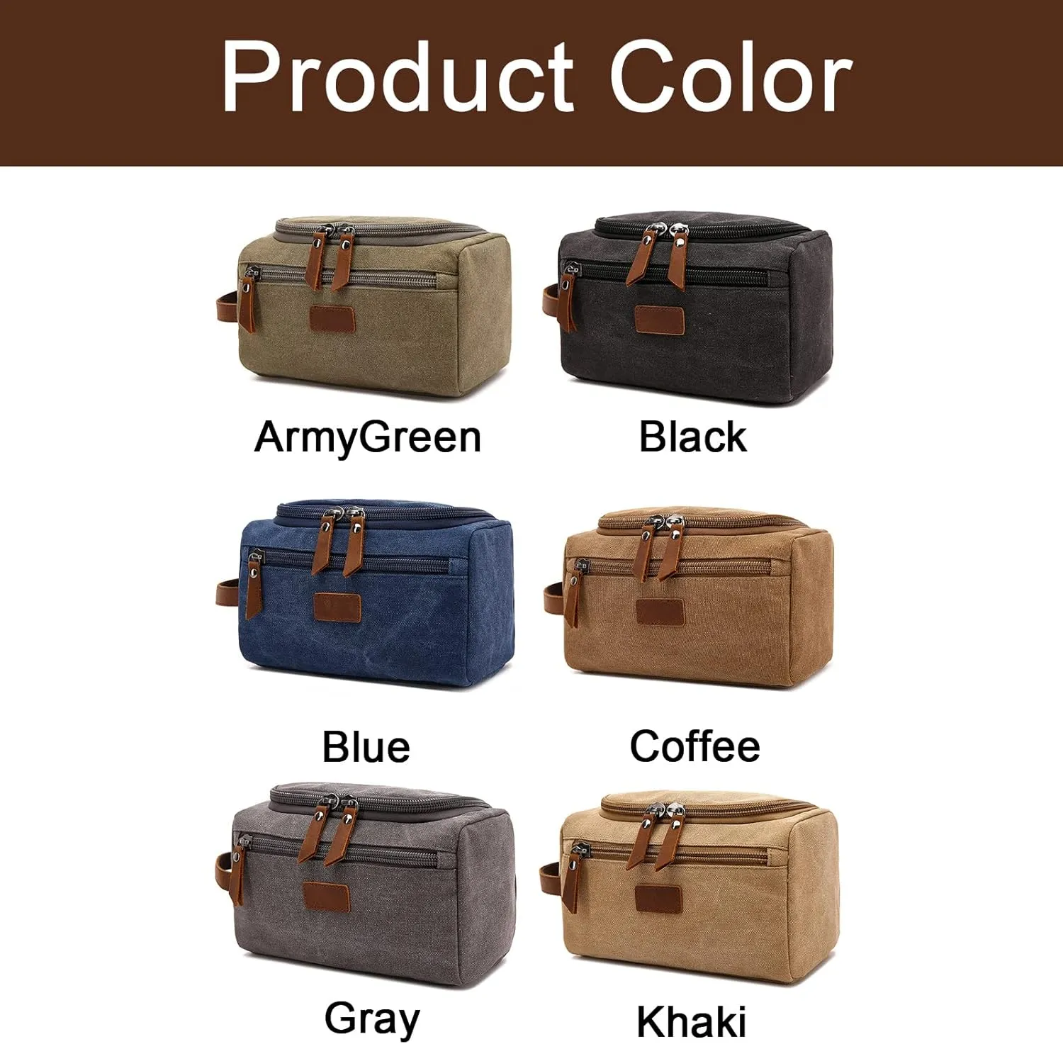 Personalized Toiletry Bag for Men, Customized Laser Engraved Initial & Name Toiletry Bags, Custom Canvas Travel Shaving Dopp Kit Bag Text for Dad, Husband, Groomsmen, Birthday Christmas Gift