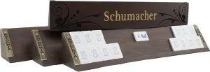 Personalized Wooden Rummy Game Set - Oval Shape Custom Racks and Tiles with Case