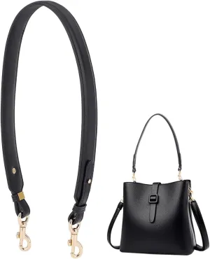 PH PandaHall Crossbody Bag Straps, 28.5 Inch (72.5cm) Short Bag Strap Purse Strap 1.4 Inch Wide Leather Replacement Shoulder Strap with Golden Metal Clasps for Women DIY Underarm Bag Handbag, Black