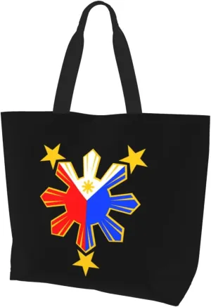 Philippines Pride Star Flag Women'S Large Capacity Shoulder Shopping Bag, Reusable Handbag, Gift Bag