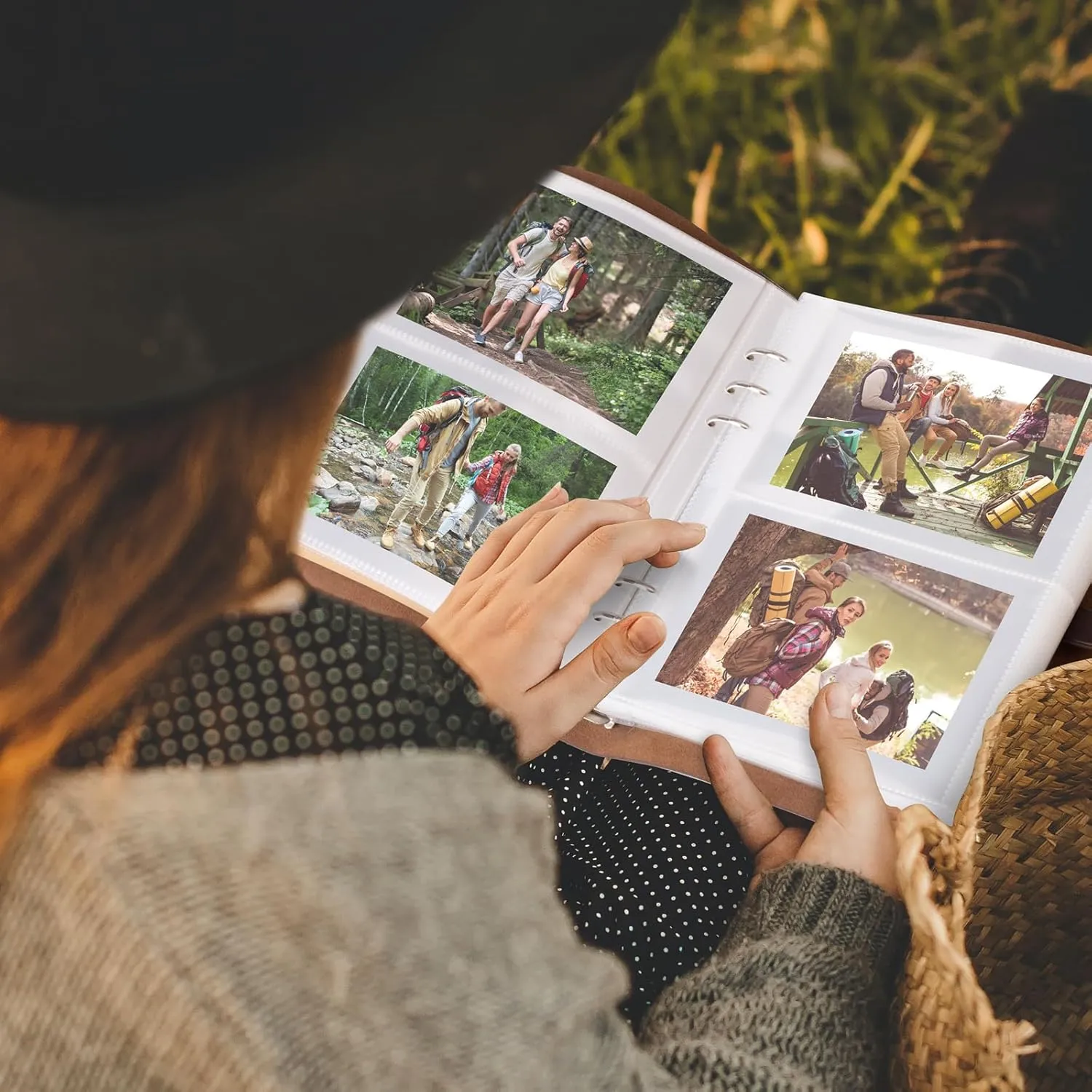 Photo Album 4x6 200 Photos, Genuine Leather Photo Albums with Writing Space with 30 Writing Paper, Travel Family Wedding Kids Graduation Ultrasound Baby Picture Album Scrapbook Photo Album (Simple)
