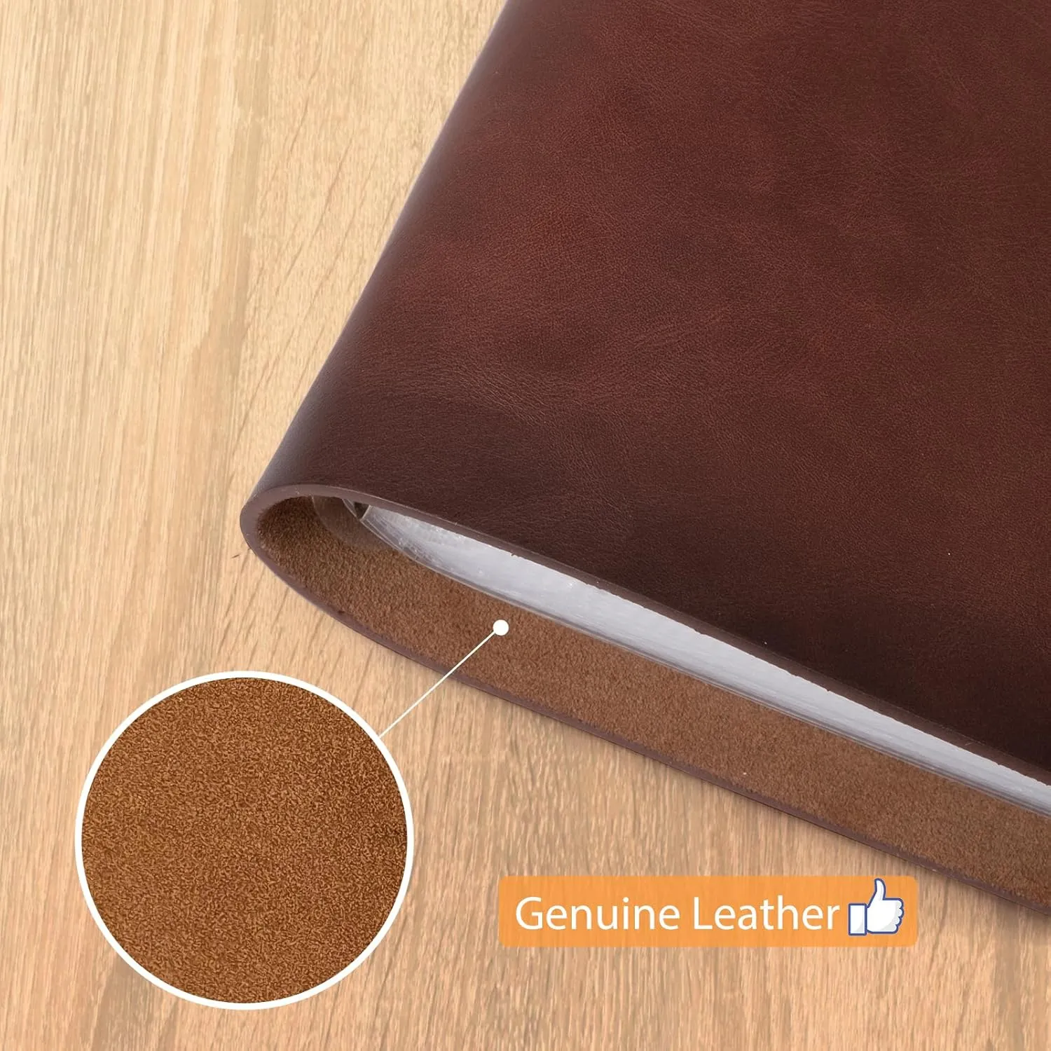 Photo Album 4x6 200 Photos, Genuine Leather Photo Albums with Writing Space with 30 Writing Paper, Travel Family Wedding Kids Graduation Ultrasound Baby Picture Album Scrapbook Photo Album (Simple)