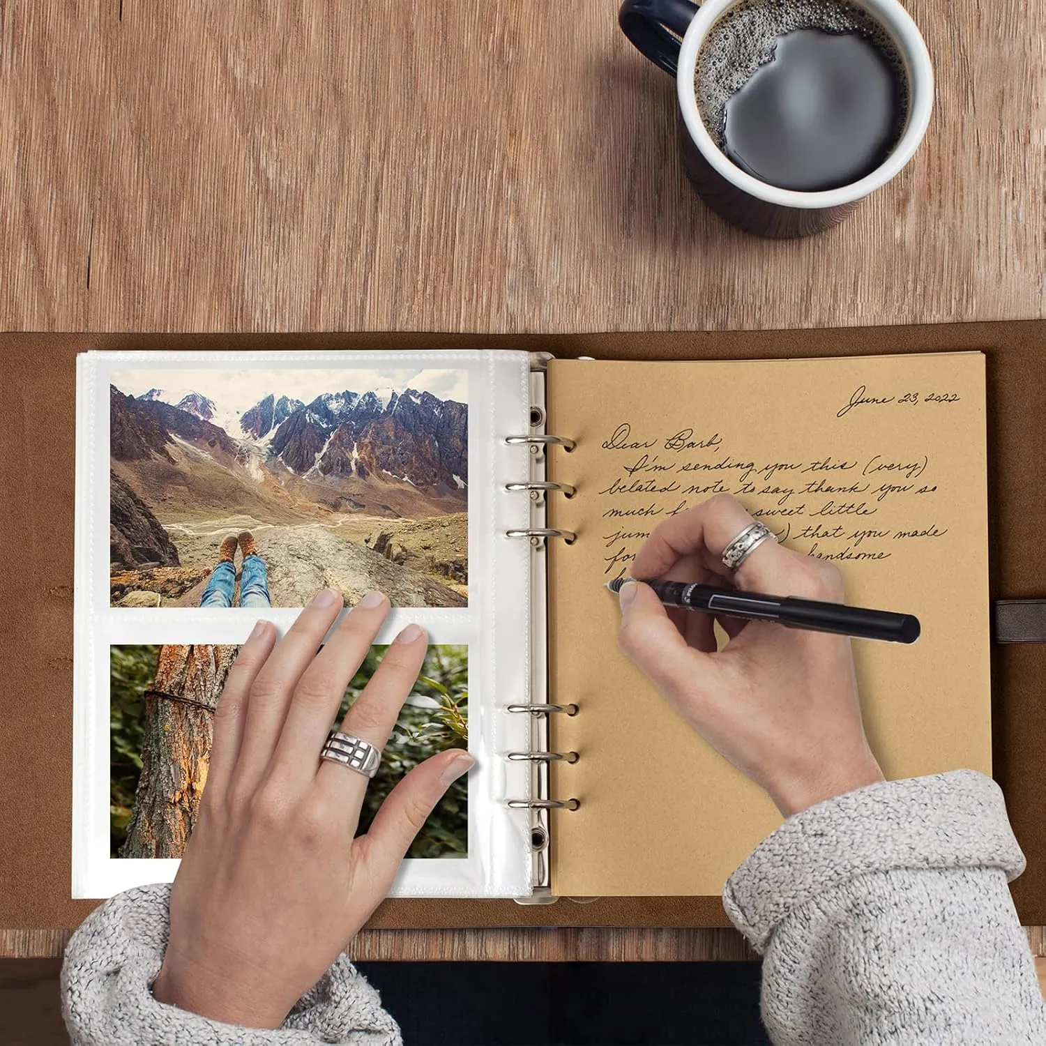 Photo Album 4x6 200 Photos, Genuine Leather Photo Albums with Writing Space with 30 Writing Paper, Travel Family Wedding Kids Graduation Ultrasound Baby Picture Album Scrapbook Photo Album (Simple)