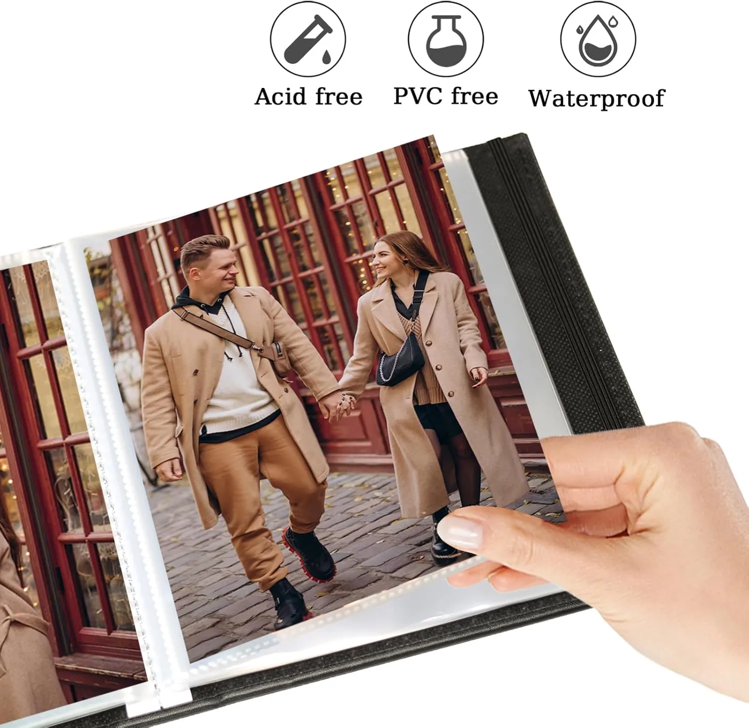 Photo Album 5x7 52 Pockets Pack of 2 Leather Cover Picture Book Holds 5x7 Photos for Wedding, Baby, Family, Graduation