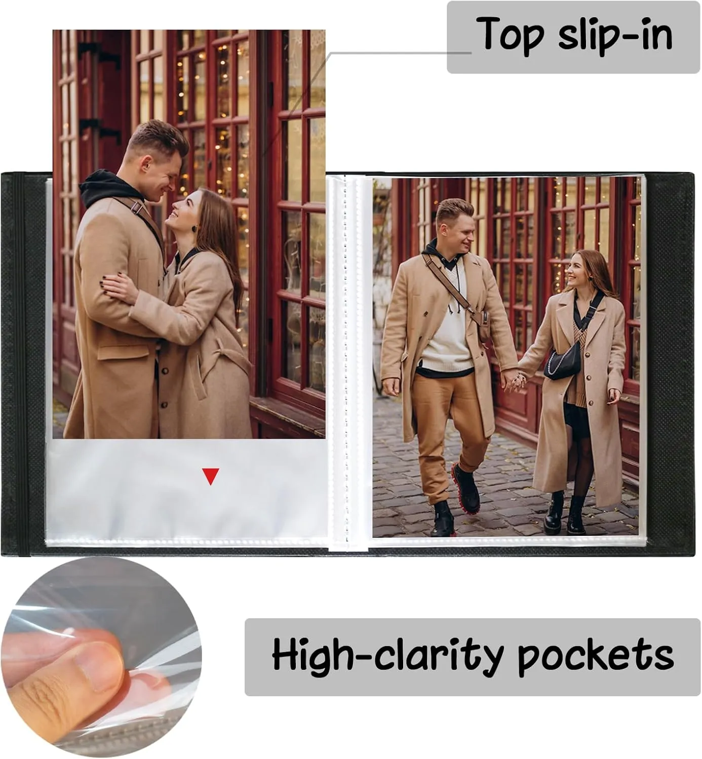Photo Album 5x7 52 Pockets Pack of 2 Leather Cover Picture Book Holds 5x7 Photos for Wedding, Baby, Family, Graduation