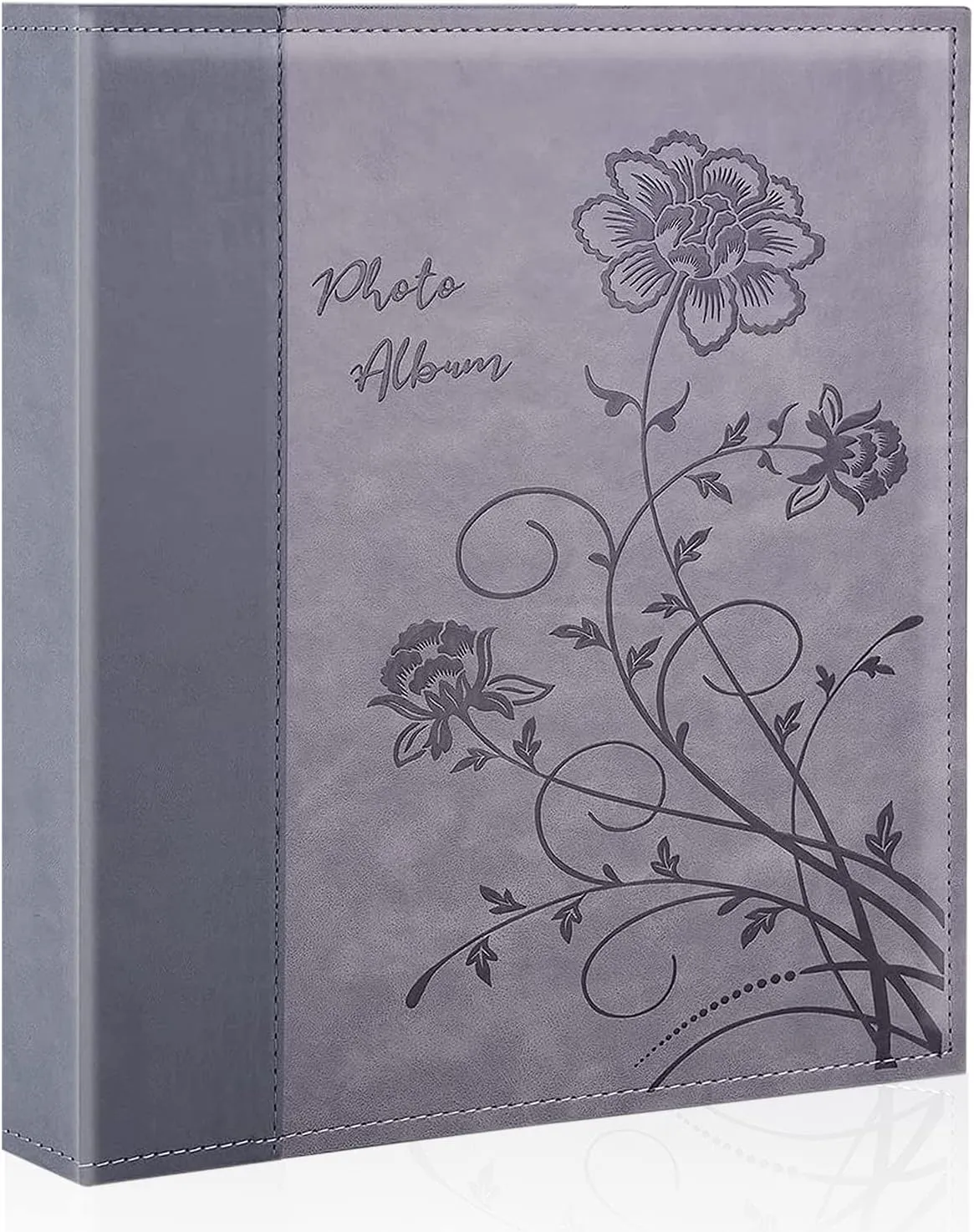 Photo Album 8x10 Clear Pages Pockets Leathe Cover Slip Slide in Photo Album Holds 100 Vertical 8x10 Photos Picture Book for Wedding Family (Grey)