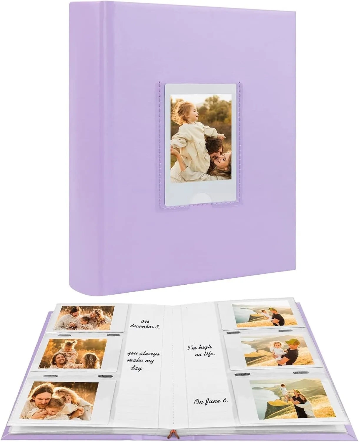 Photo Album for Fujifilm Instax Mini Camera - 180 Pockets With Writing Space for Polaroid, Leather Cover, 2x3 for Instax Mini 12 11 9 40 8 7 Evo LiPlay Instant Camera (Purple)