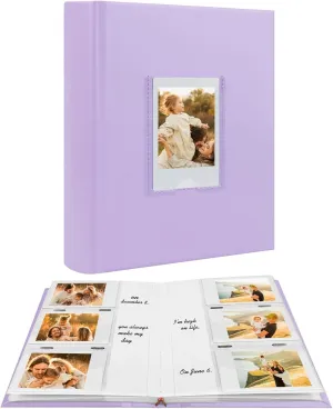 Photo Album for Fujifilm Instax Mini Camera - 180 Pockets With Writing Space for Polaroid, Leather Cover, 2x3 for Instax Mini 12 11 9 40 8 7 Evo LiPlay Instant Camera (Purple)