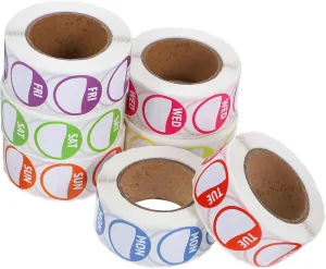 PLAFOPE Monday-Sunday Removable Labels Weekday Management Stickers Strong Adhesive