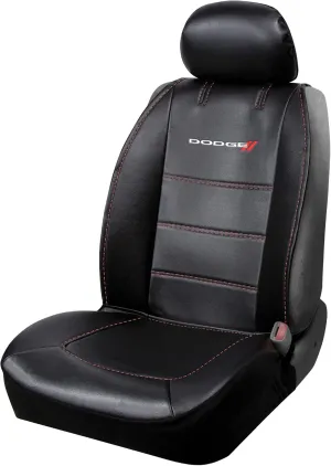 Plasticolor 008627R01 Compatible with Dodge // Deluxe Seat Cover Embrodired Logo High Contrast Stitching Premium 3 Piece Sideless Car Truck or SUV Seatcover with Cargo Pocket, Black