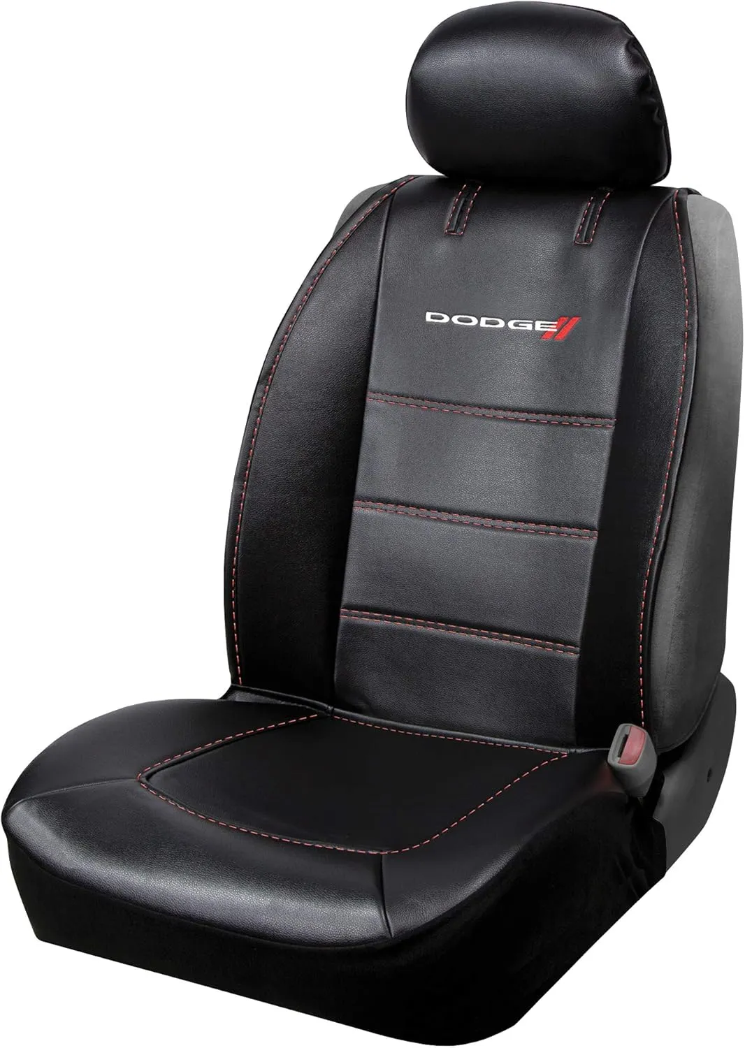 Plasticolor 008627R01 Compatible with Dodge // Deluxe Seat Cover Embrodired Logo High Contrast Stitching Premium 3 Piece Sideless Car Truck or SUV Seatcover with Cargo Pocket, Black