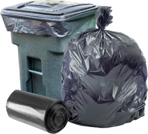 Plasticplace 95-96 Gallon Garbage Can Liners, 1.2 Mil, Black Heavy Duty Trash Bags, Rolls, 61” x 68” (50 Count)
