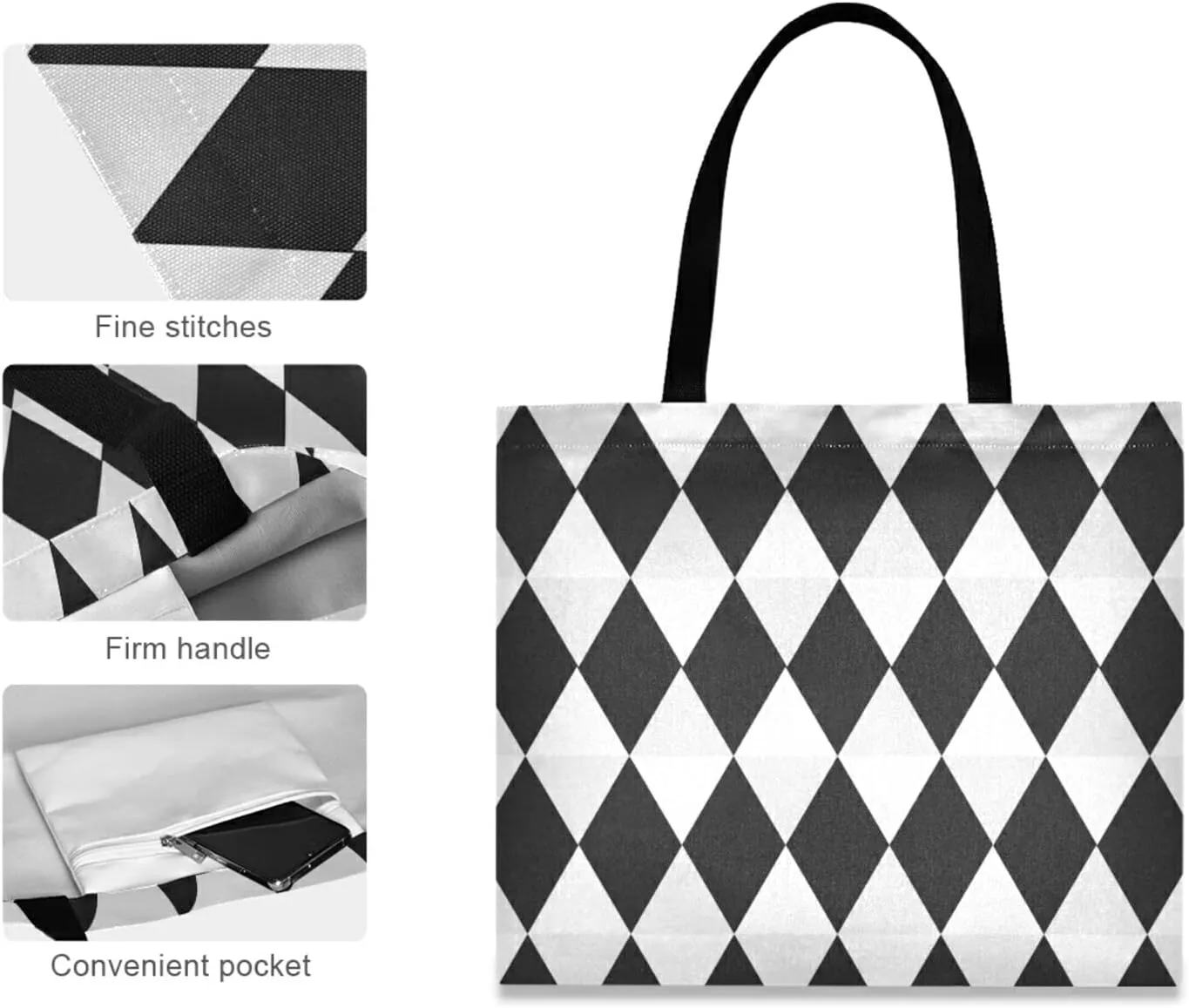 Poeticcity Women Grocery Tote Bag, Canvas Shoulder Bags, Women Handbag for Outdoors